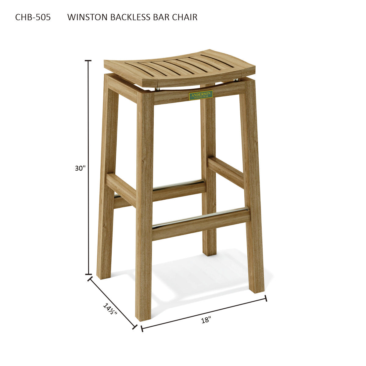 Anderson Teak Winston Backless Bar Chair – Teak Outdoor Bar Stool