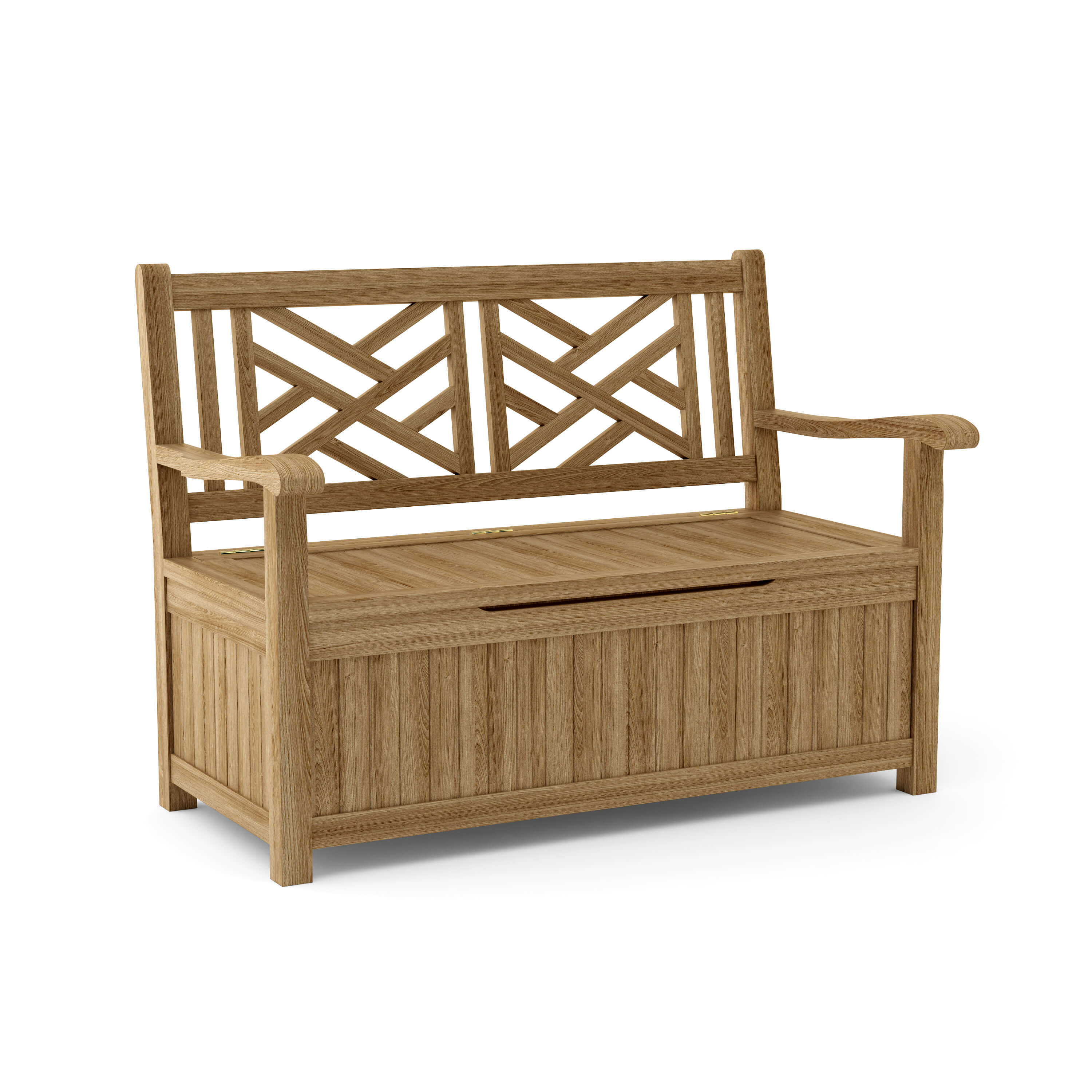 Anderson Teak Vilano Storage Bench – Solid Teak Outdoor Bench with Hidden Storage