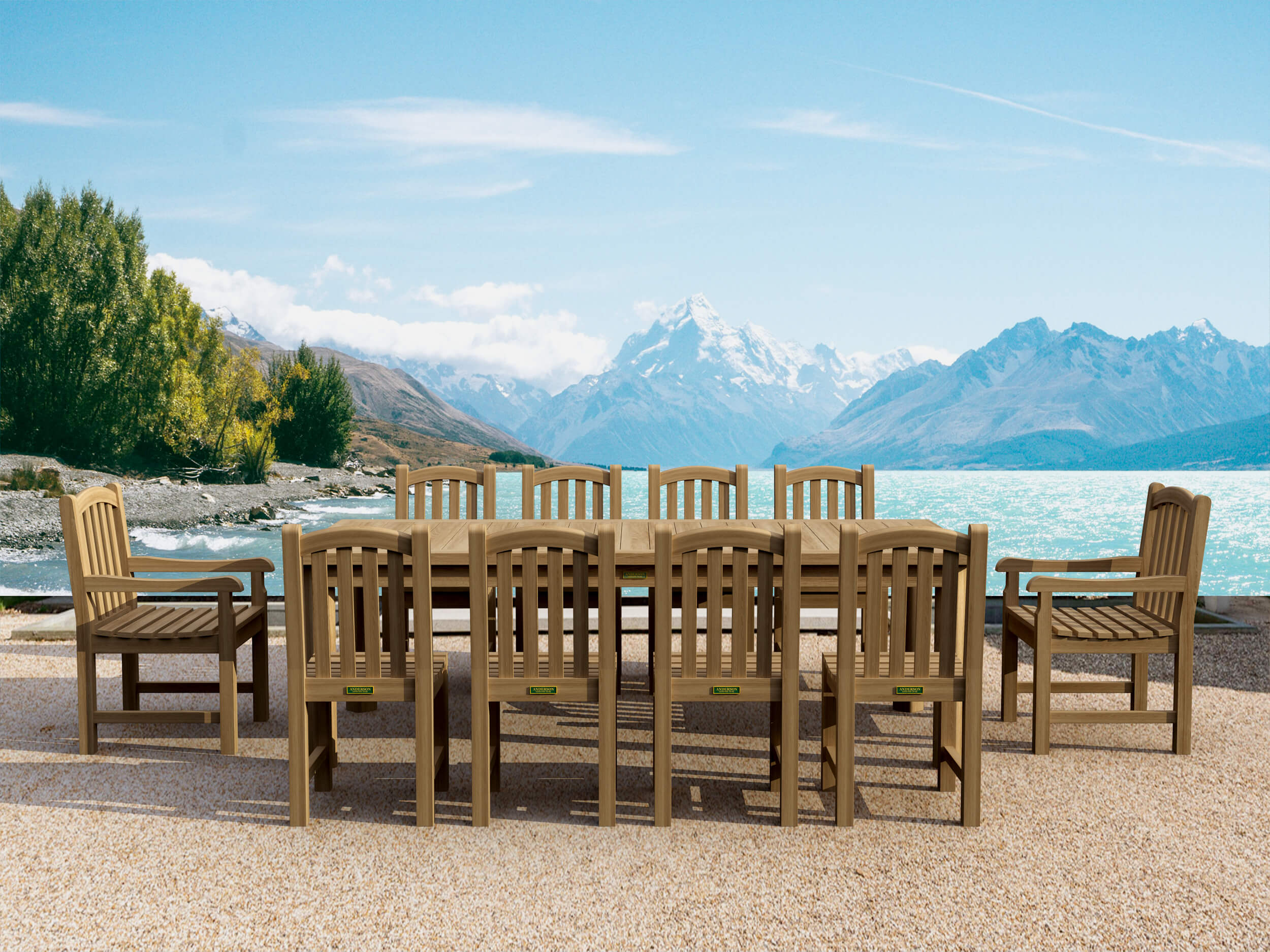 Anderson Teak Chelsea Rectangular Dining Table SET-319 11-pc