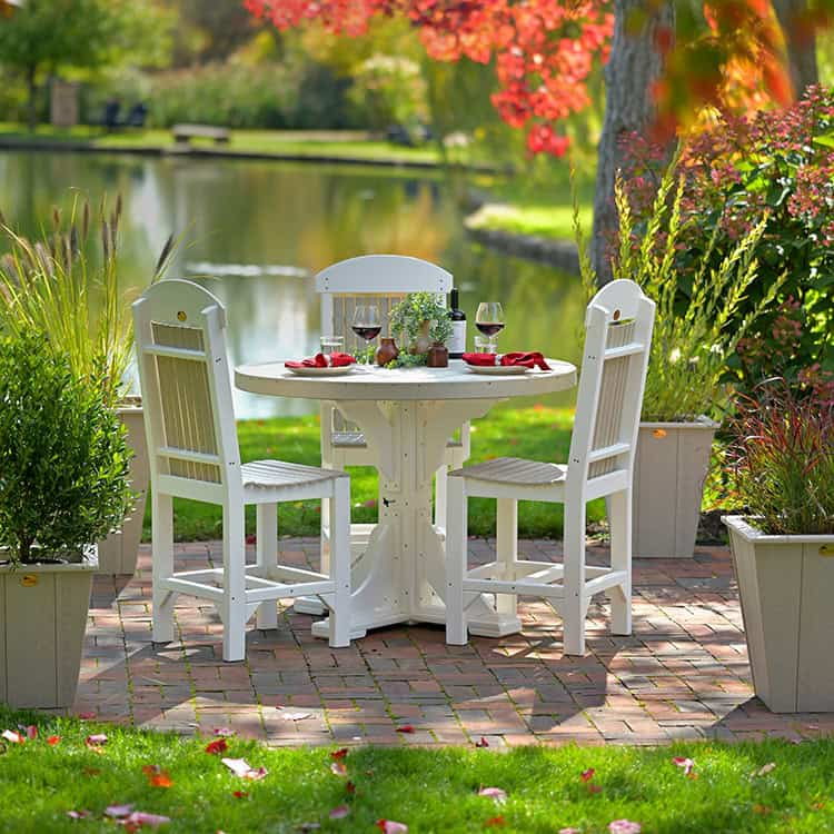 LuxCraft – 4′ Round Dining Table – Outdoor Patio Table with Umbrella Hole
