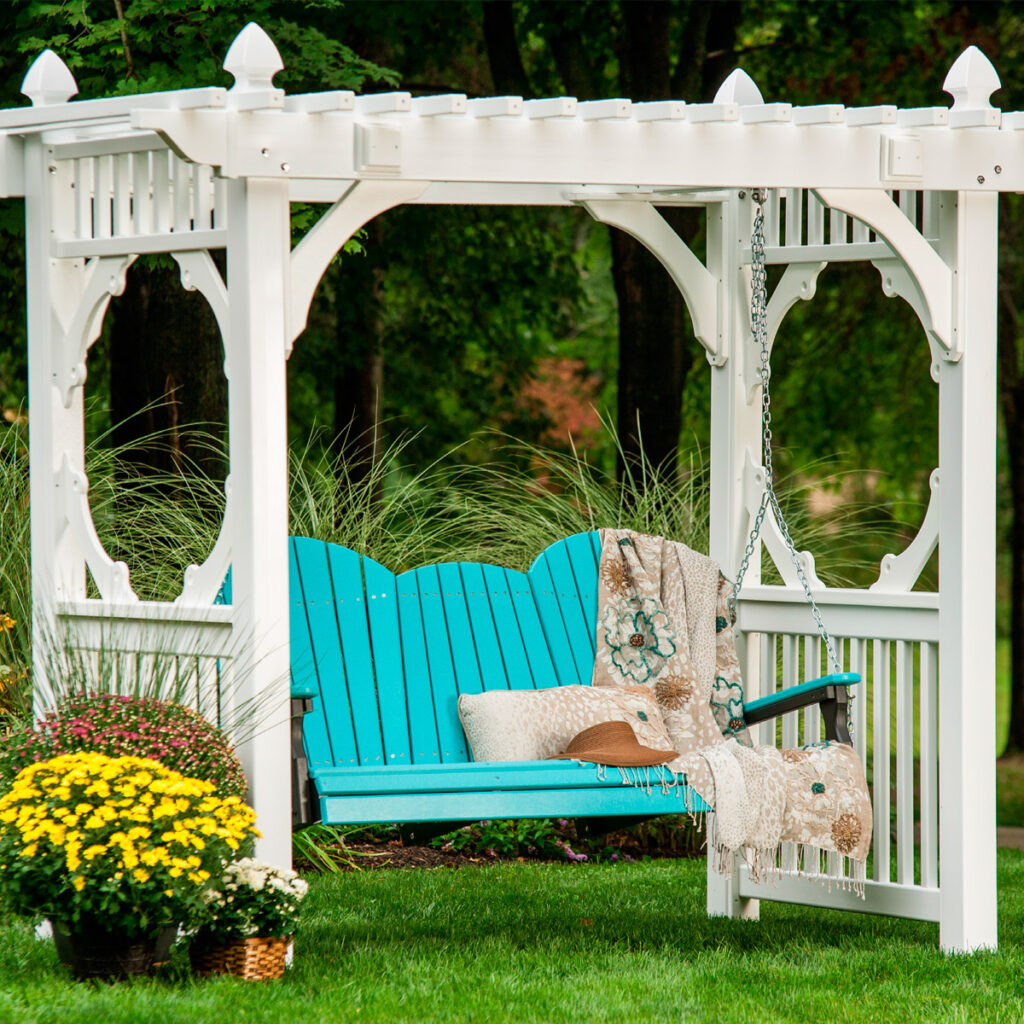 LuxCraft – 5′ Adirondack Porch Swing – Outdoor Swing with Flip-Down Console