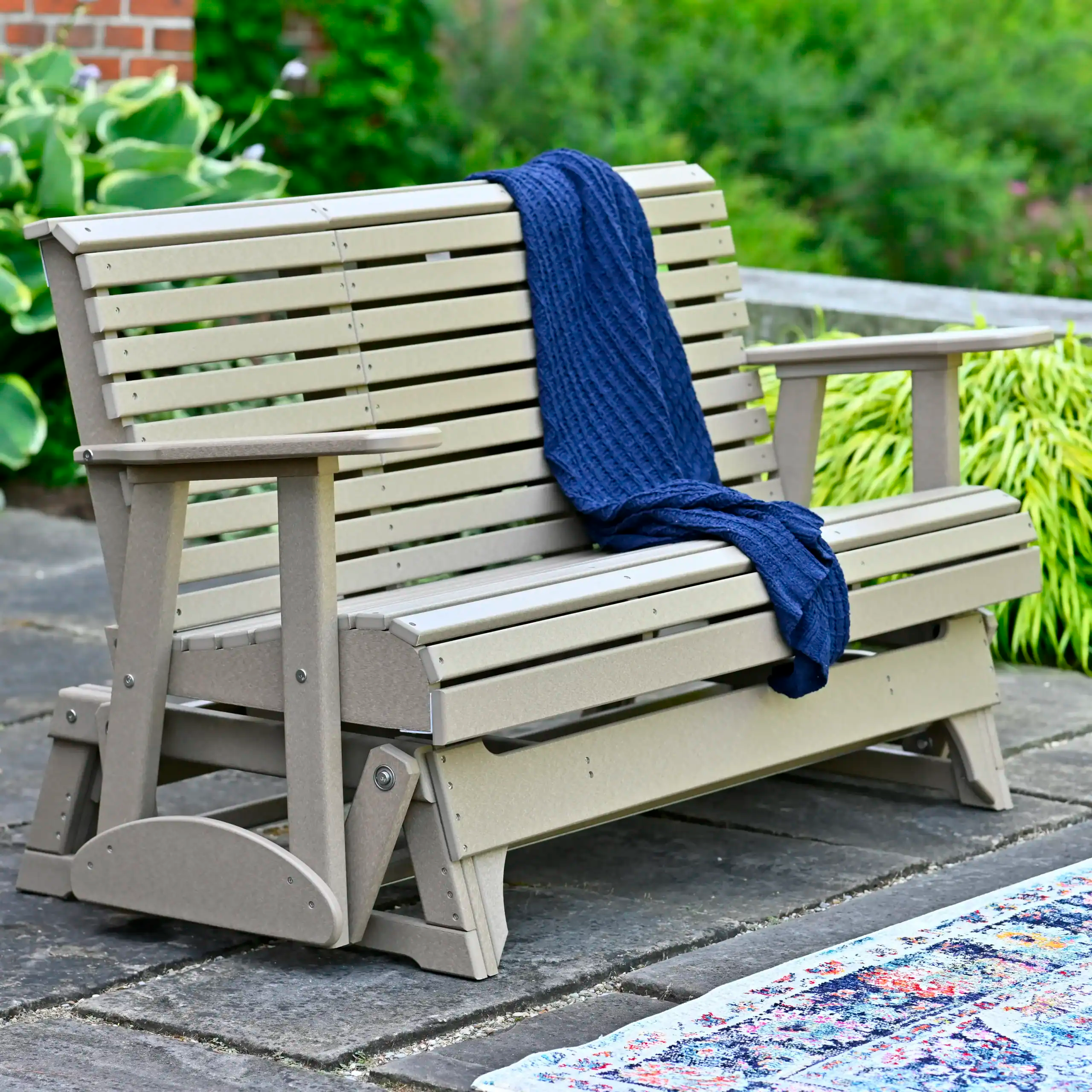 LuxCraft – 5′ Plain Glider – Outdoor Patio Glider Bench with Console