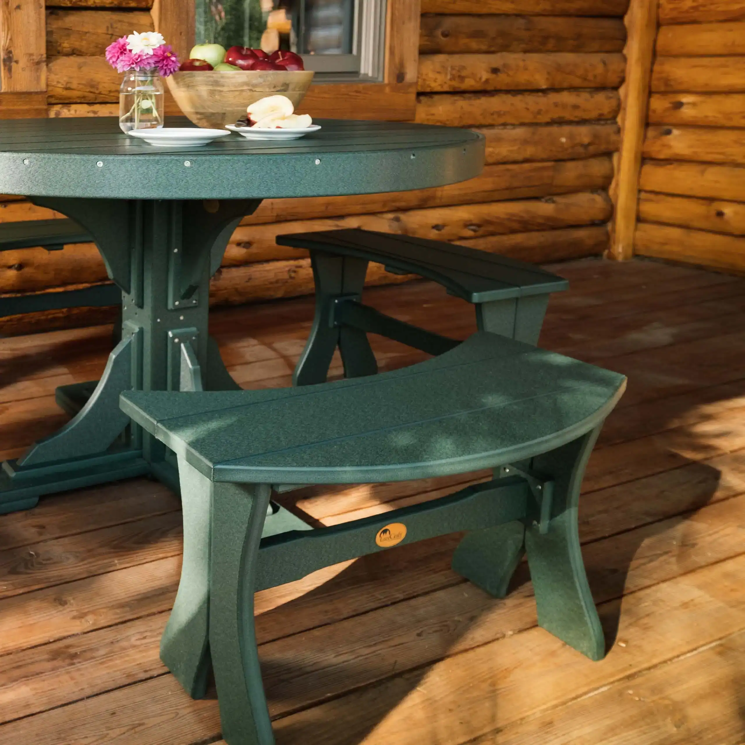 LuxCraft – 28″ Table Bench – Curved Outdoor Bench for Round Patio Tables