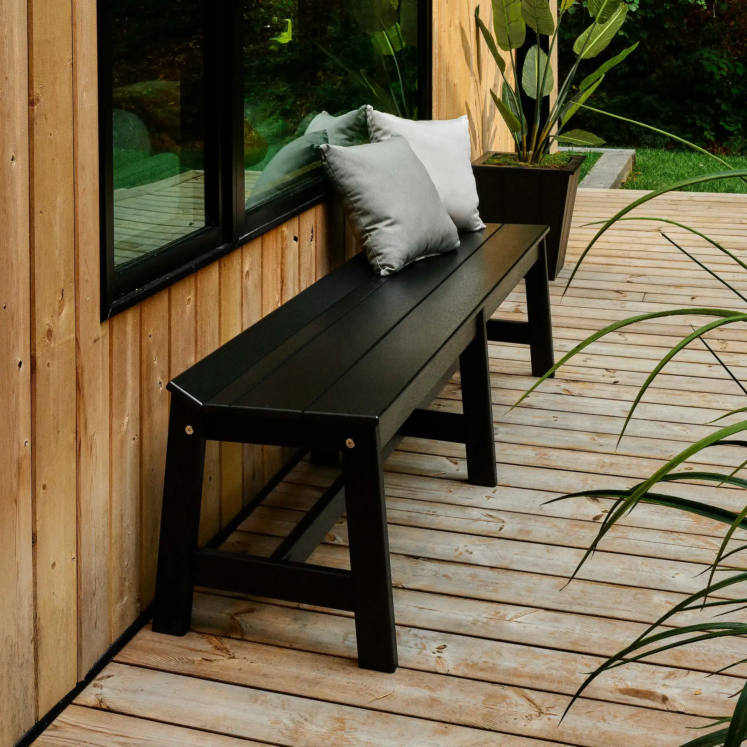 LuxCraft – Café Dining Bench 72″ – Large Outdoor Dining Bench for Patio Tables