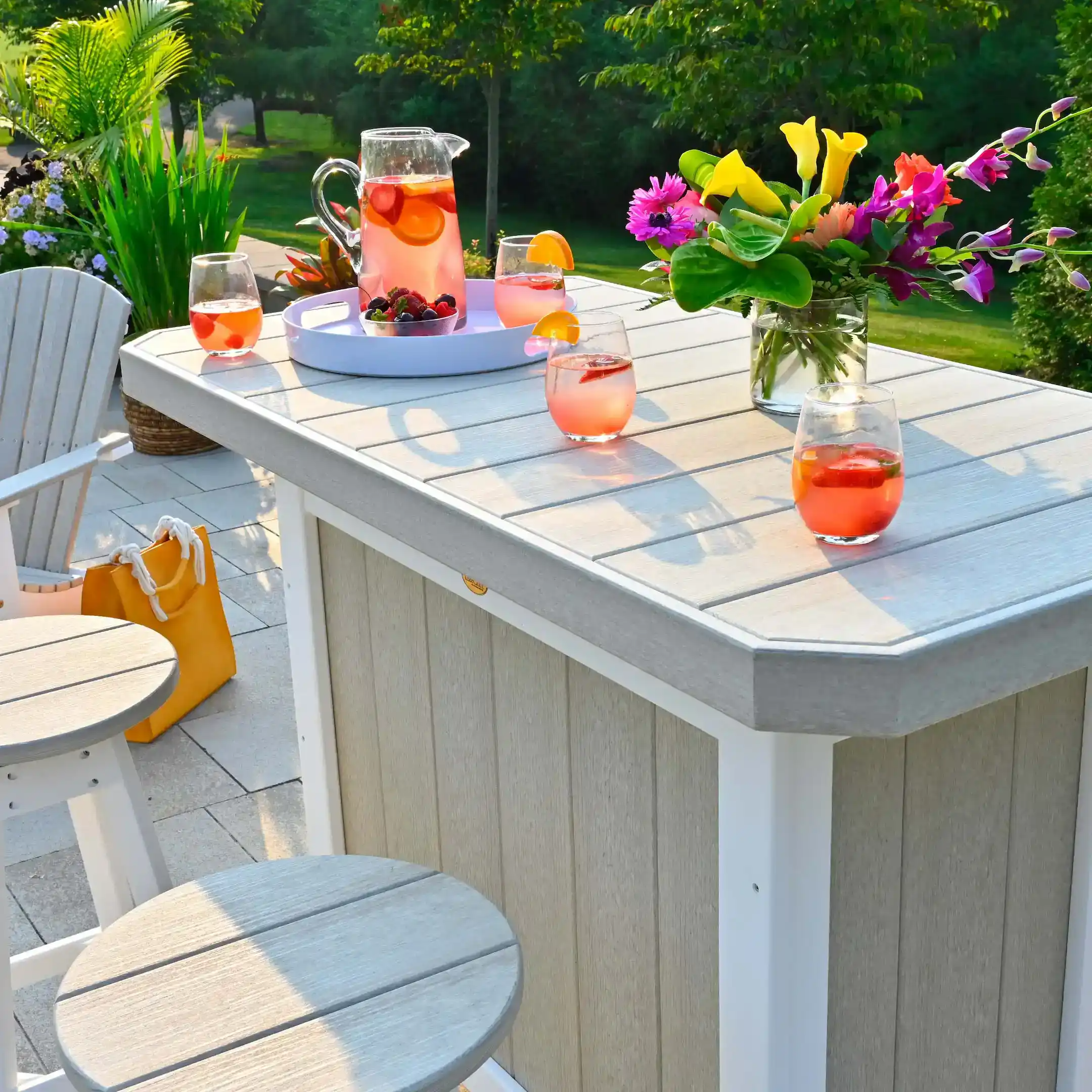 LuxCraft – Outdoor Serving Bar – Patio Bar Table with Storage Shelves