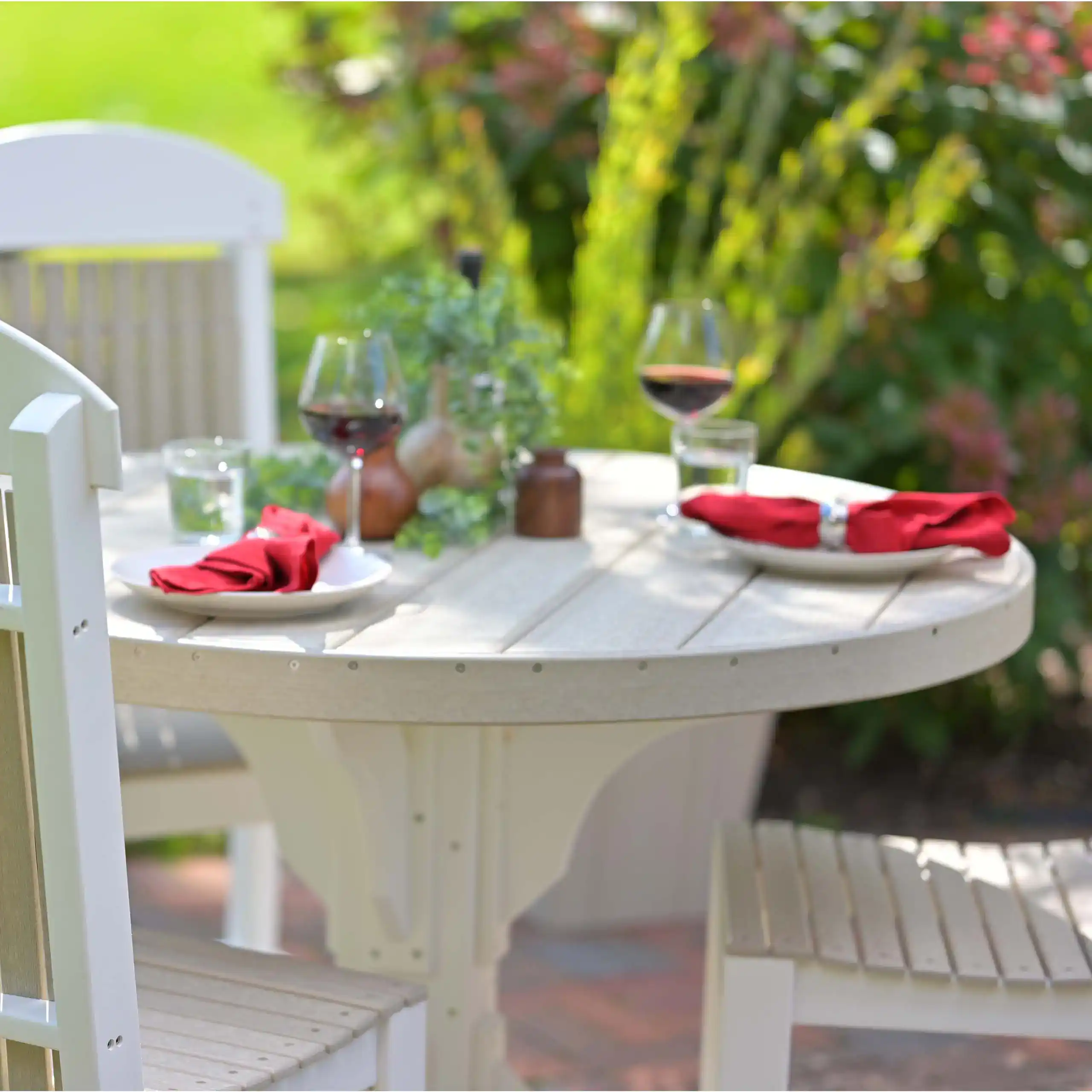 LuxCraft – 4′ Round Dining Table – Outdoor Patio Table with Umbrella Hole