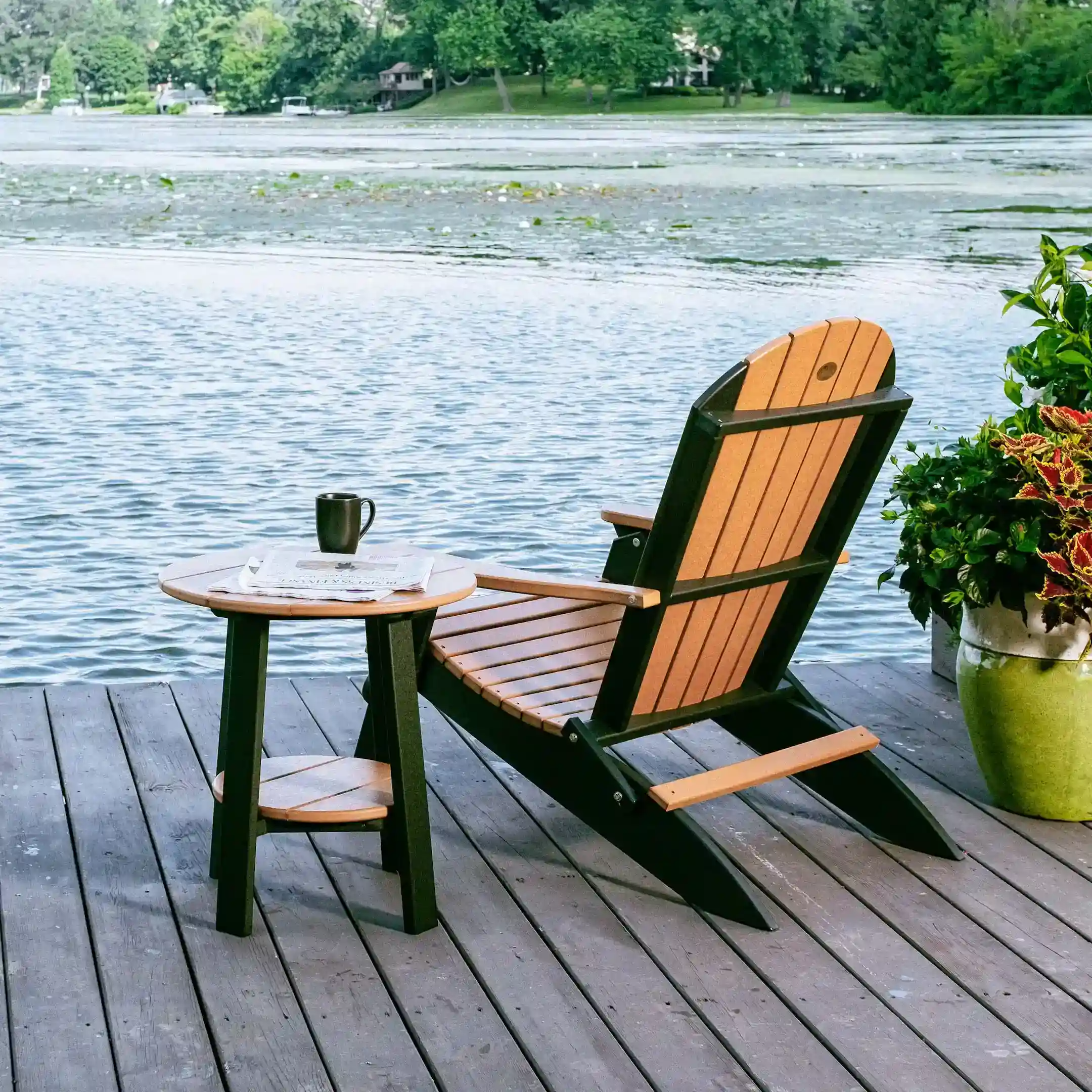 LuxCraft – Lakeside Adirondack Chair – Compact Outdoor Chair for Patio Relaxation