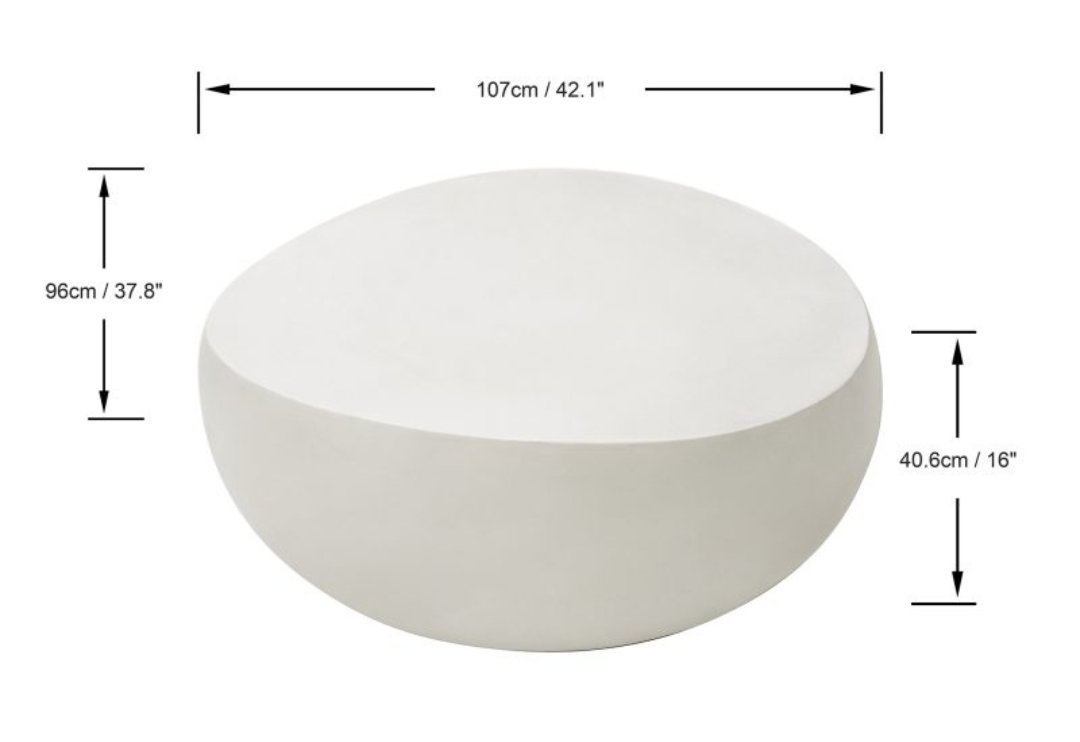 Elementi Ikaria 42″ Egg Shape Concrete Coffee Table