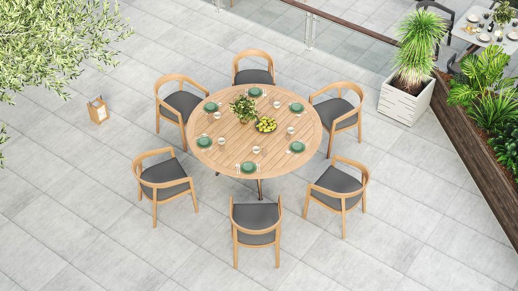 Lego Table Round 160 Teak Top - Ambiance Image~~
