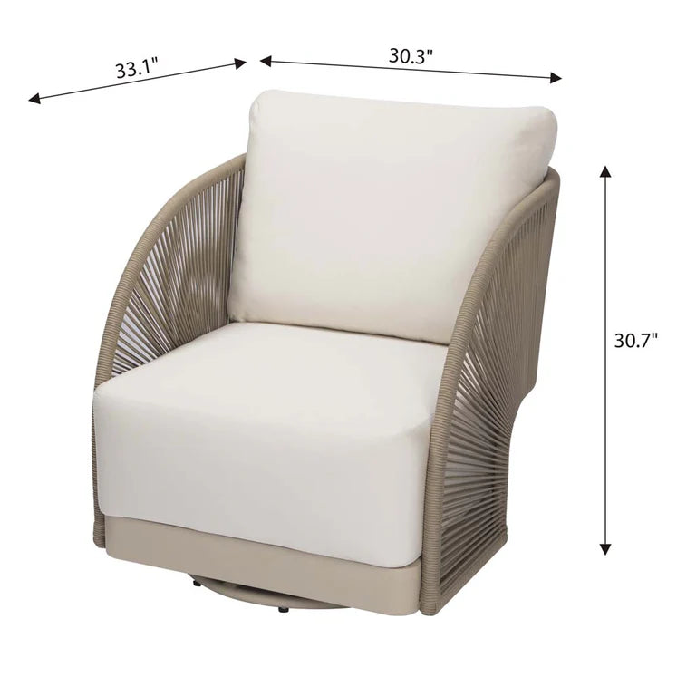 Elementi Malibu 30″ Square Aluminum Teak Outdoor Swivel Chair