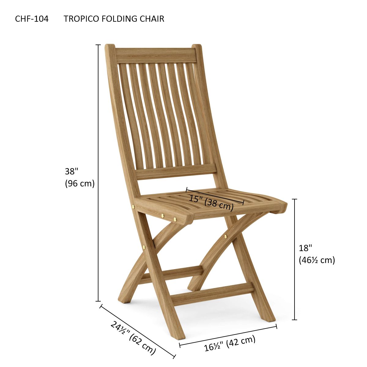 Anderson Teak Tropico Folding Chair (2-PC) – Solid Teak Outdoor Seating