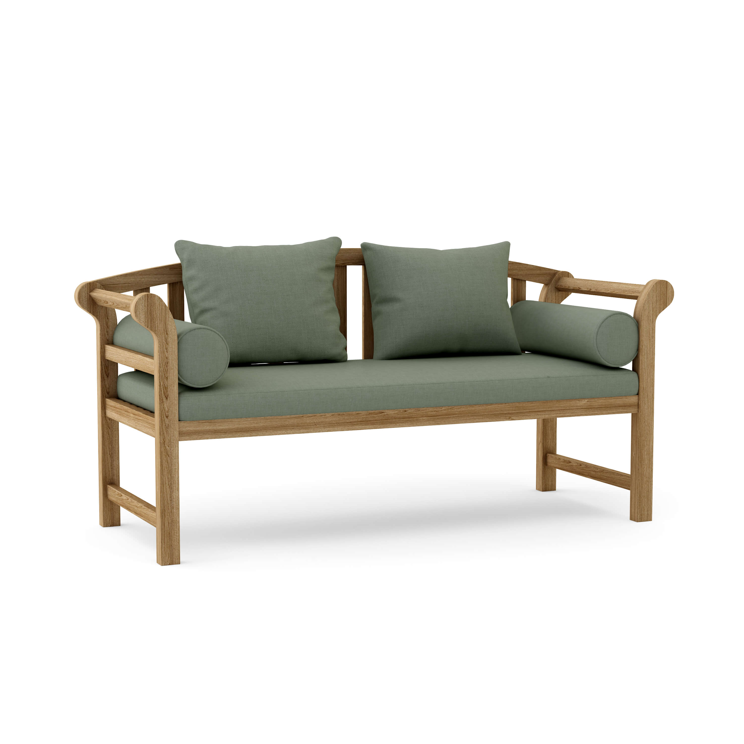 Anderson Teak Brisbane Deep Seating Bench – Solid Teak Outdoor Lounge Bench with Cushions
