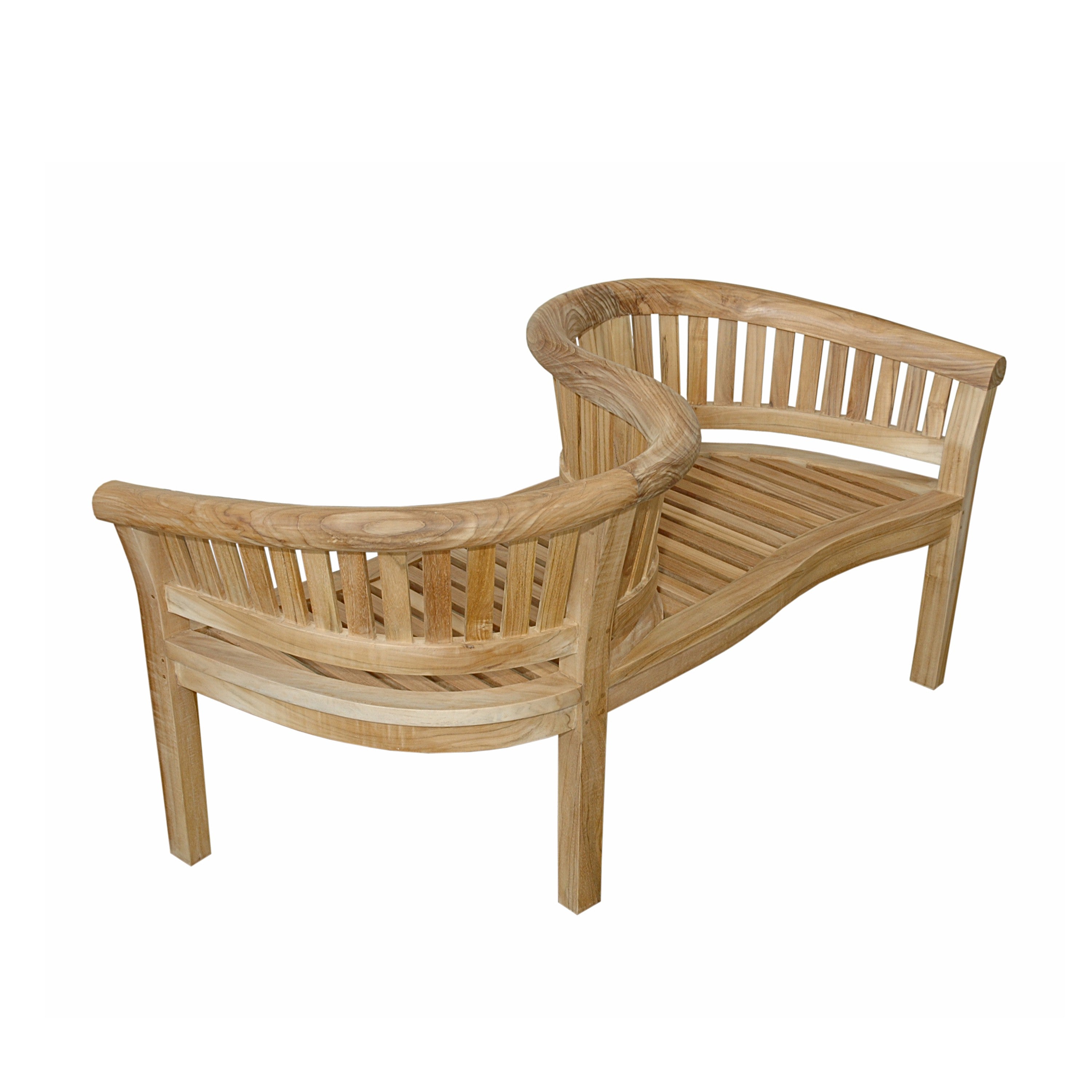 Anderson Teak Curve Love Seat Bench – Solid Teak Outdoor Peanut-Style Garden Bench