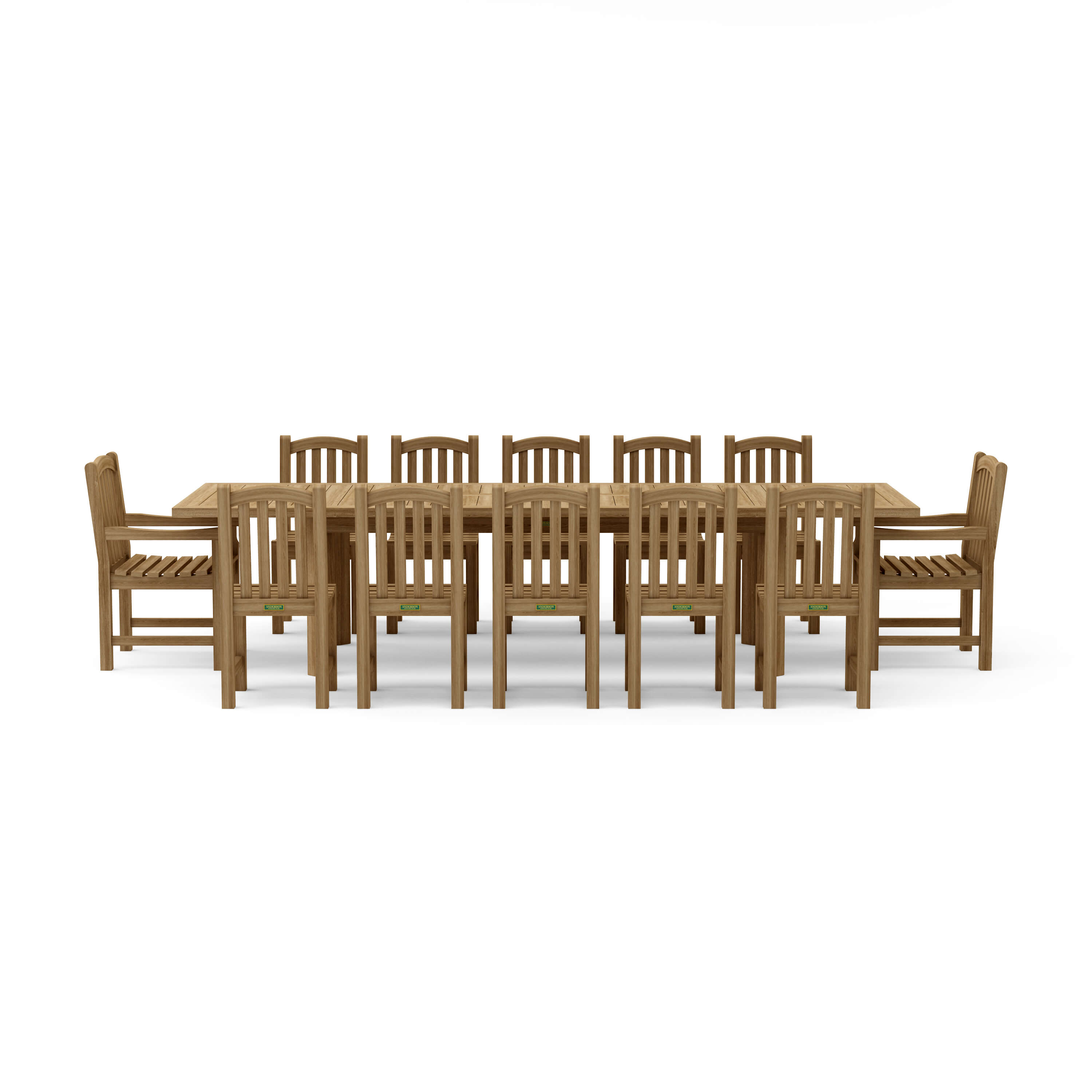 Anderson Teak Chelsea Rectangular Double Extension Dining Table SET-320 13-pc