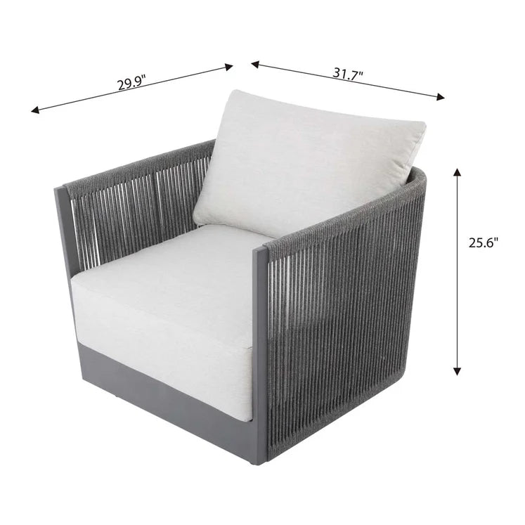 Elementi Capri 32″ Square Aluminum Rope Outdoor Lounge Chair