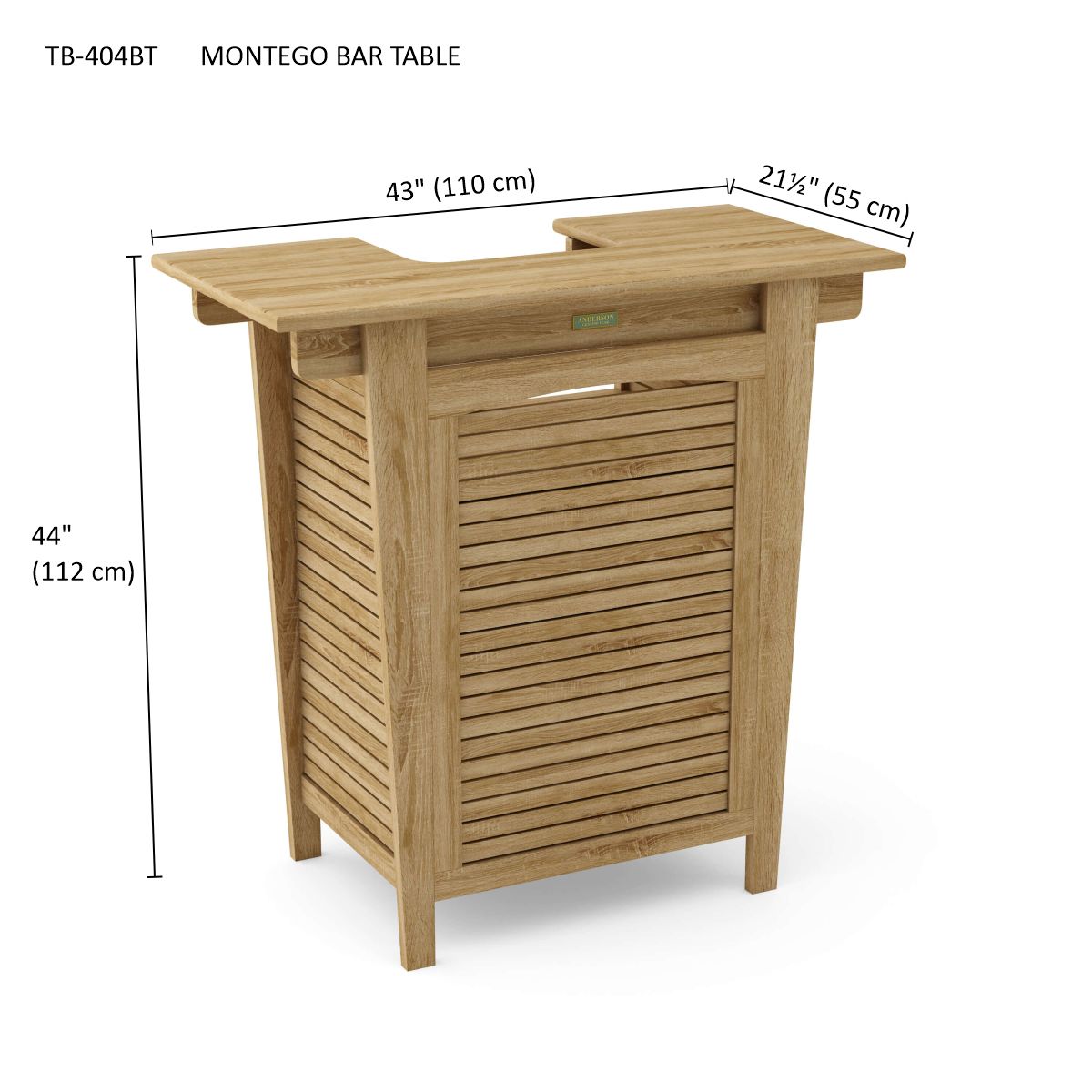 Anderson Teak Montego Bar Table – Teak Outdoor Patio Bar Table