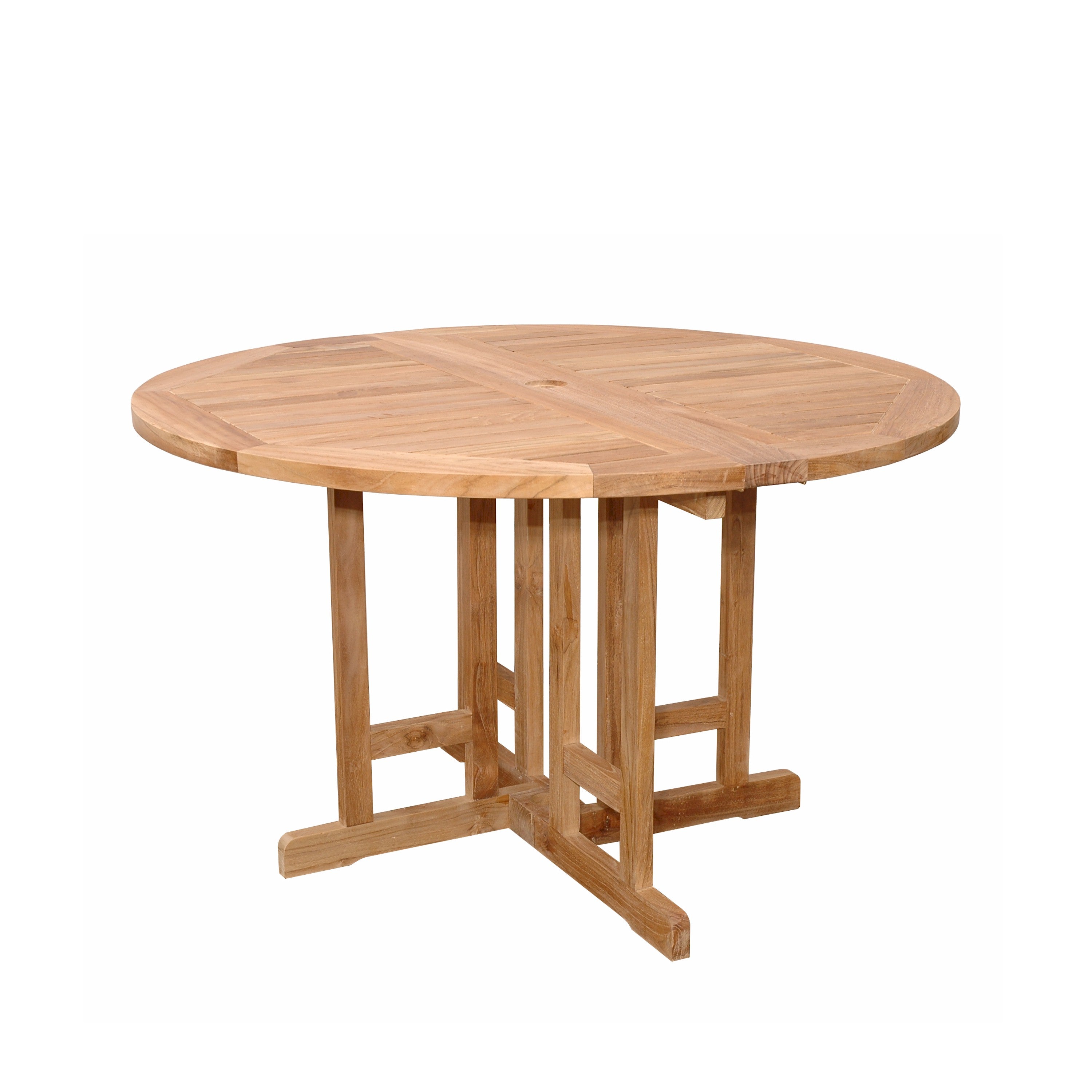 Anderson Teak Butterfly 47″ Round Folding Table – Solid Teak Outdoor Patio Table