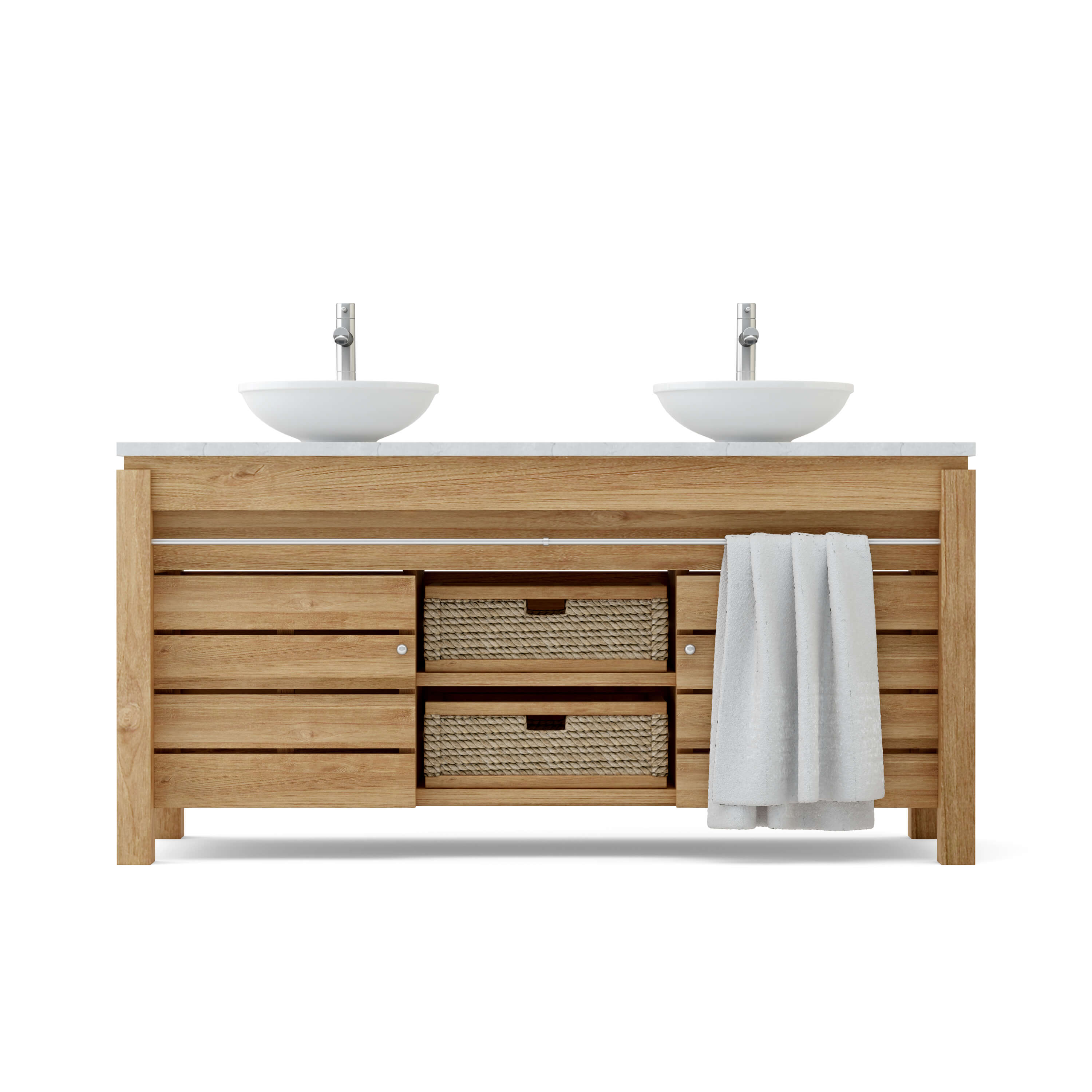 Anderson Teak Geneva Vanity Table – Teak Outdoor Double Sink Vanity