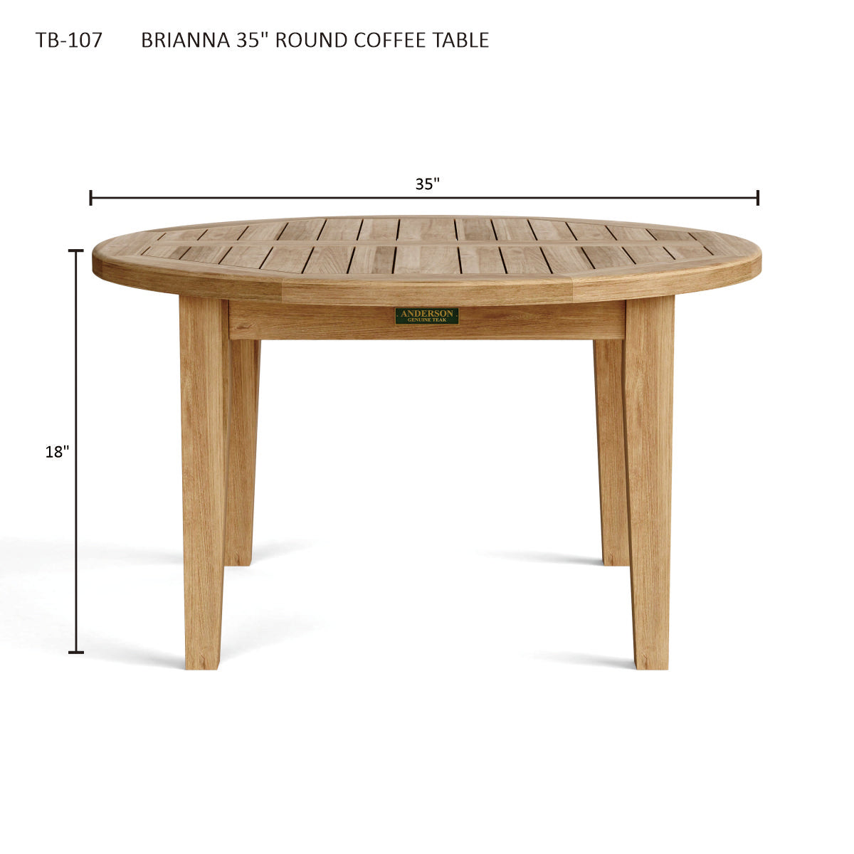 Anderson Teak Brianna 35″ Round Coffee Table – Solid Teak Outdoor Patio Table