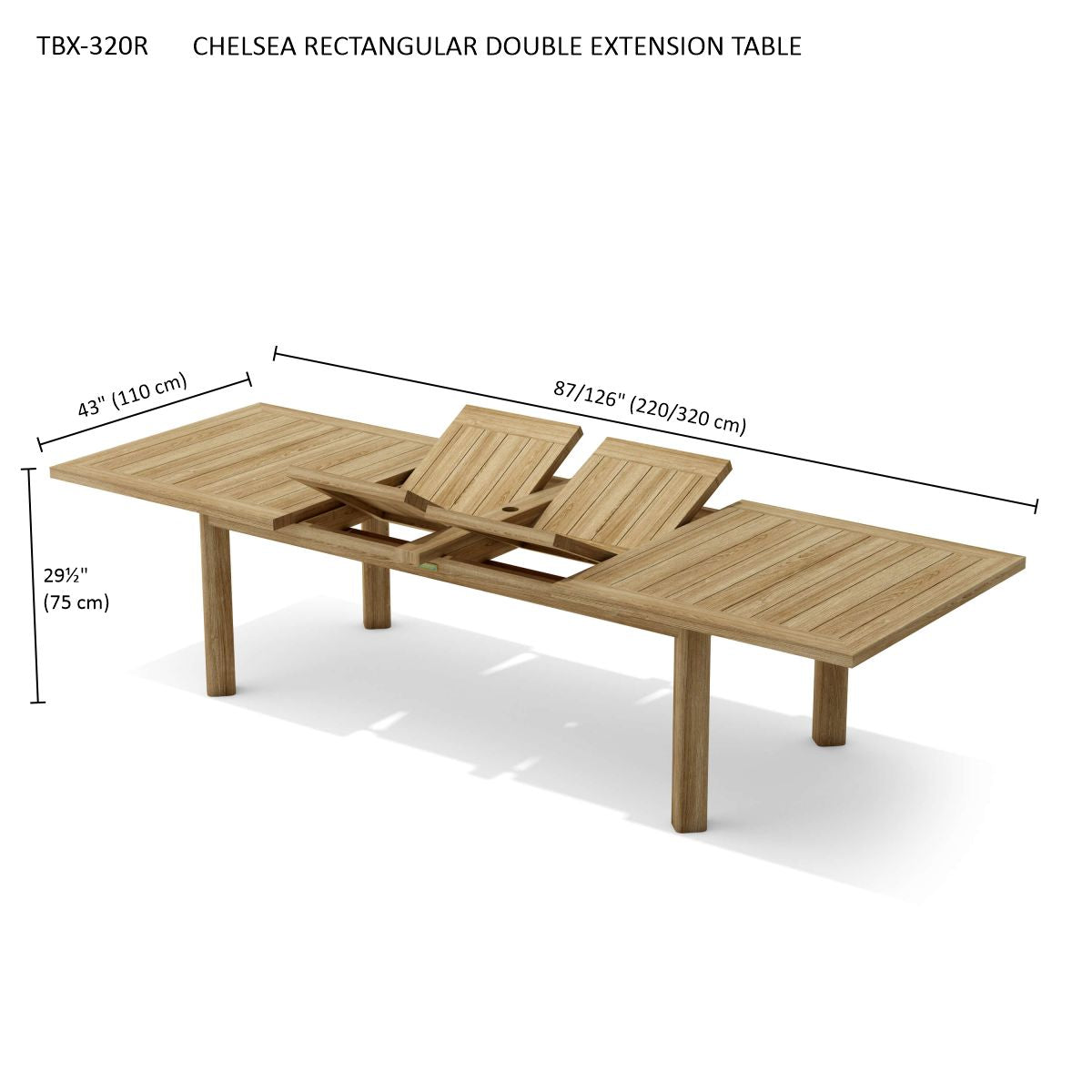 Anderson Teak Chelsea Double Extension Dining Table – Large Outdoor Patio Table