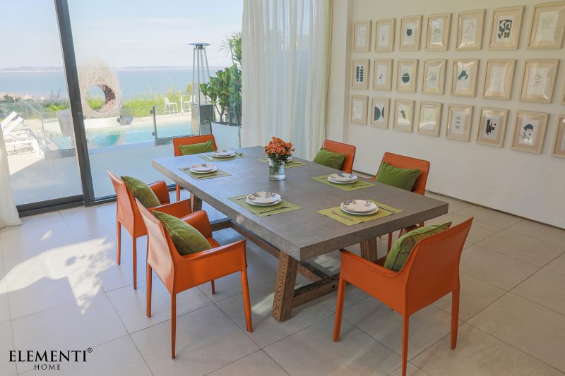Elementi Home Seine 94.5″ Rectangular Space Grey Concrete Dining Table