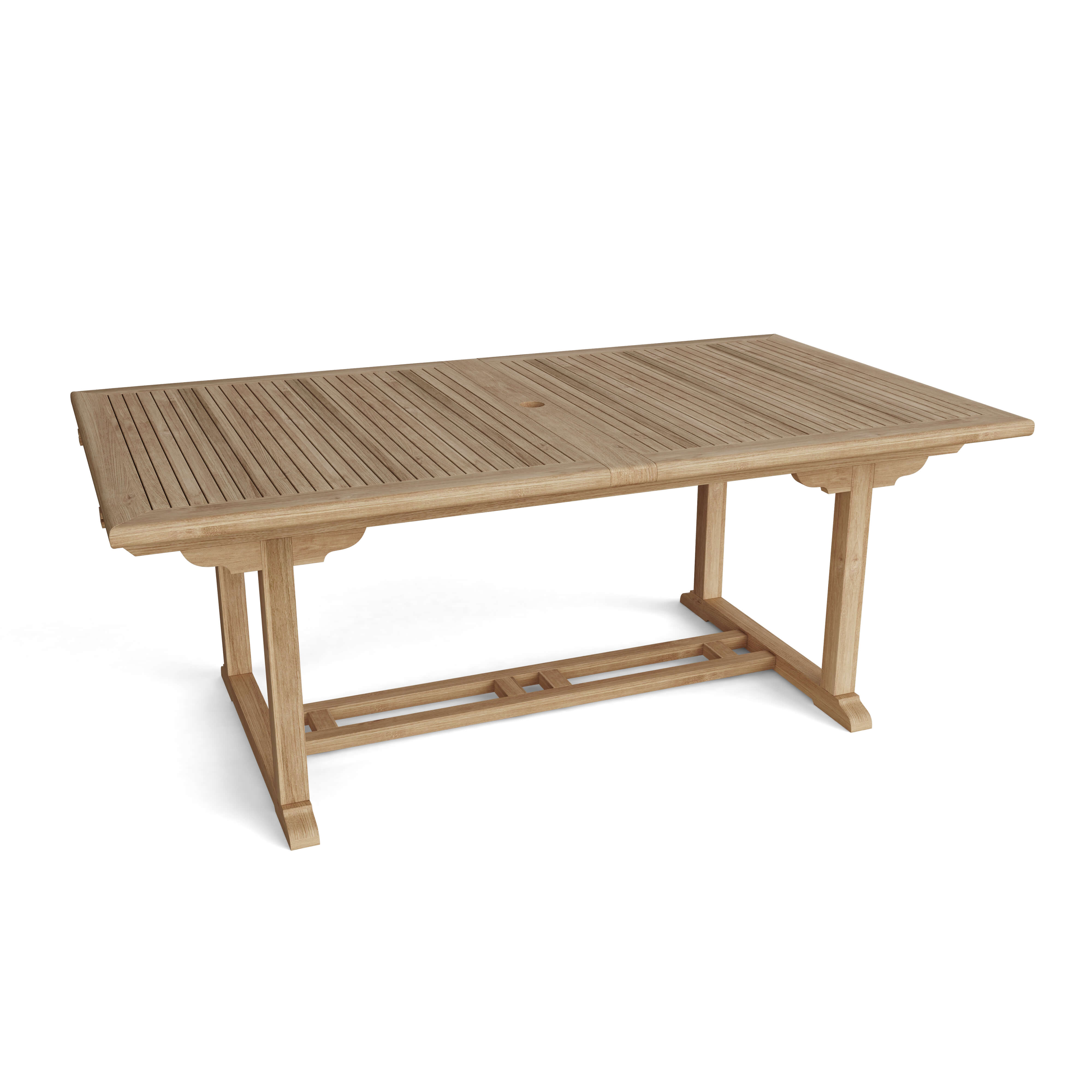 Anderson Teak Valencia 117″ Double Extension Dining Table – Teak Outdoor Patio Table