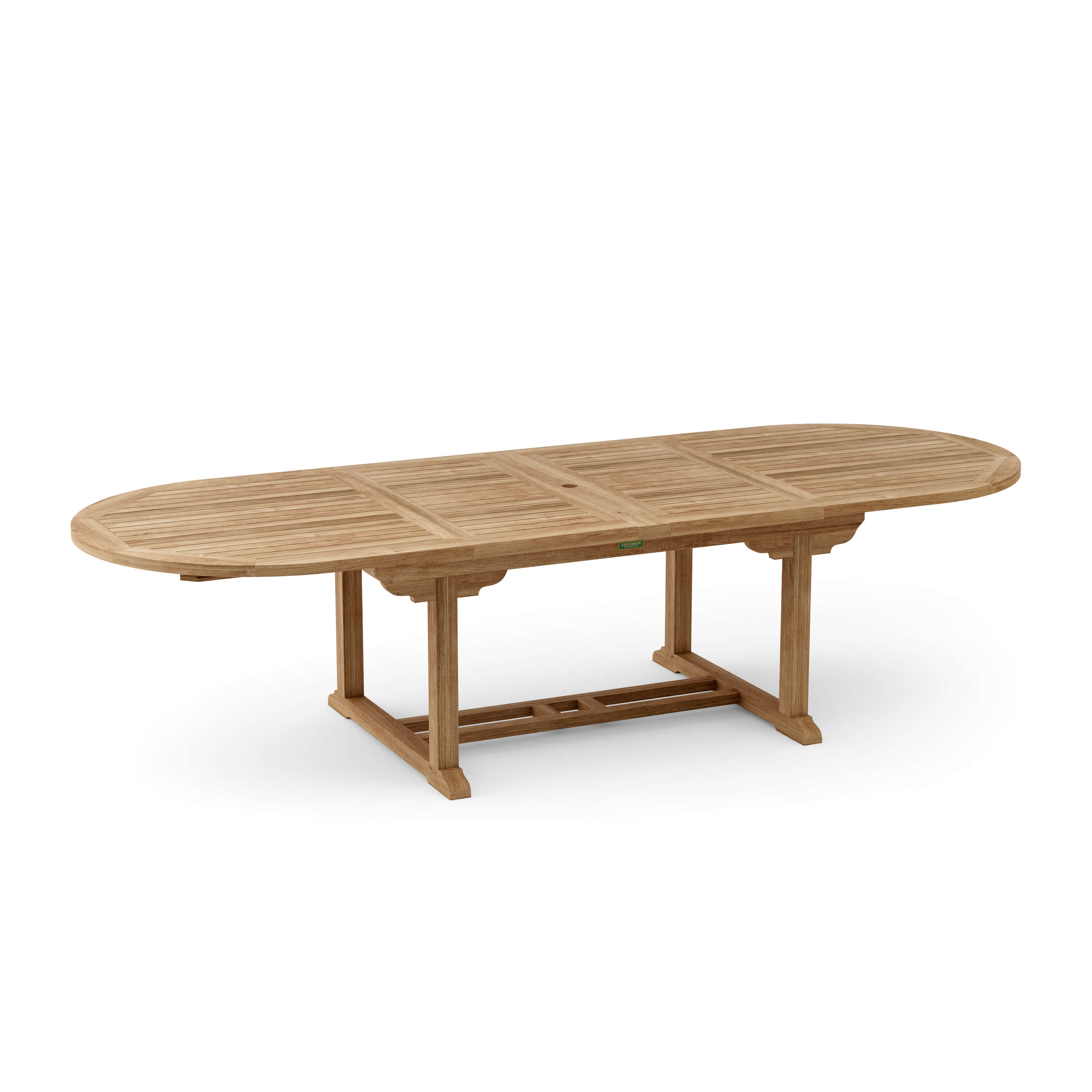 Anderson Teak Bahama 117″ Oval Double Extension Dining Table – Teak Patio Table