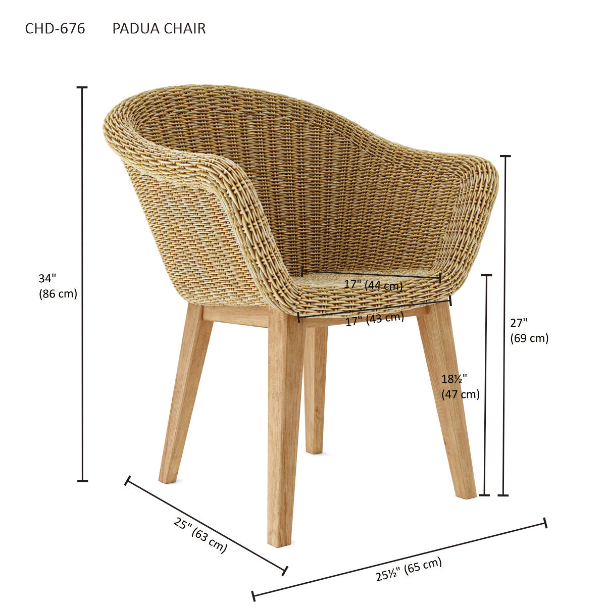 Anderson Teak Padua Chair – Teak & Wicker Outdoor Dining Seating