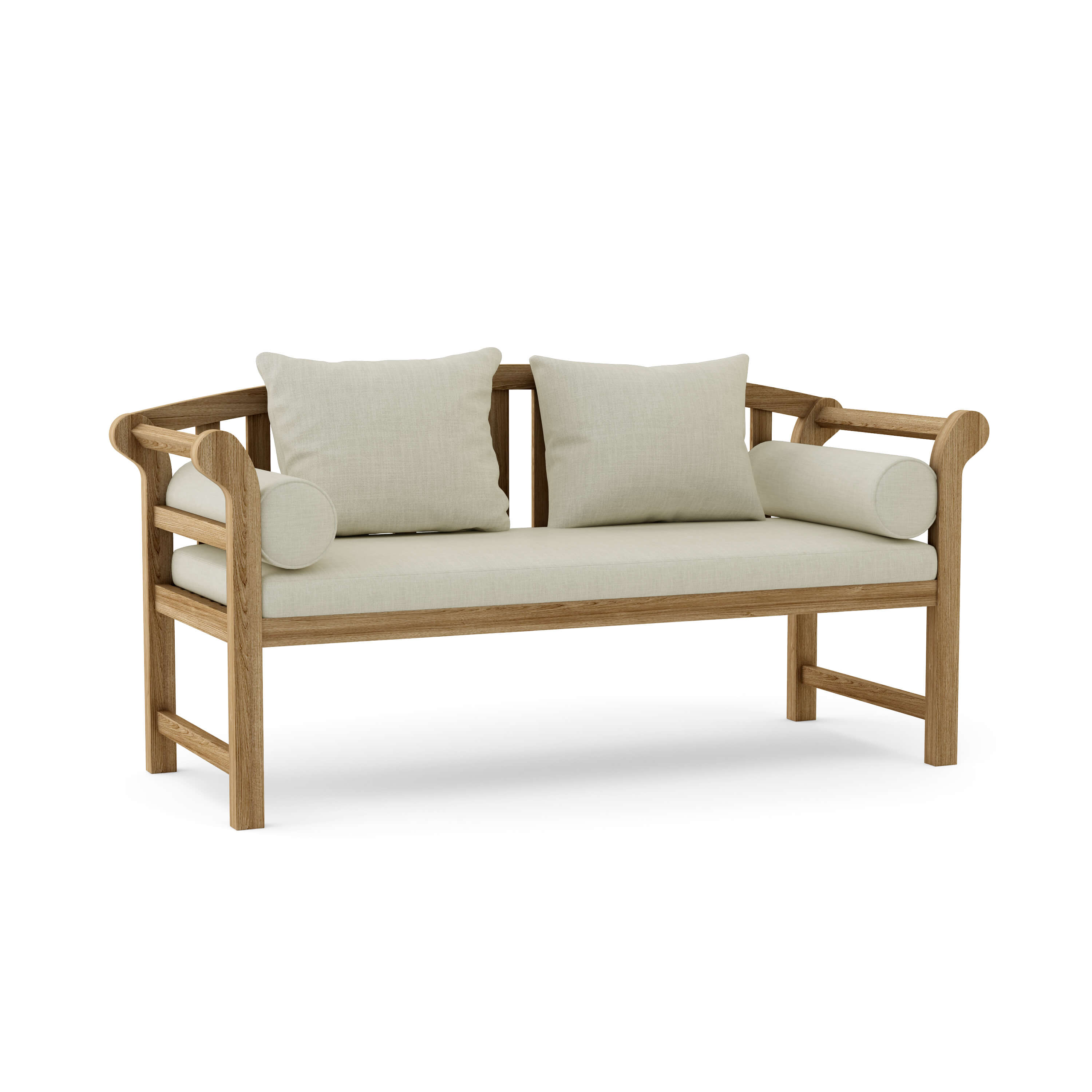 Anderson Teak Brisbane Deep Seating Bench – Solid Teak Outdoor Lounge Bench with Cushions