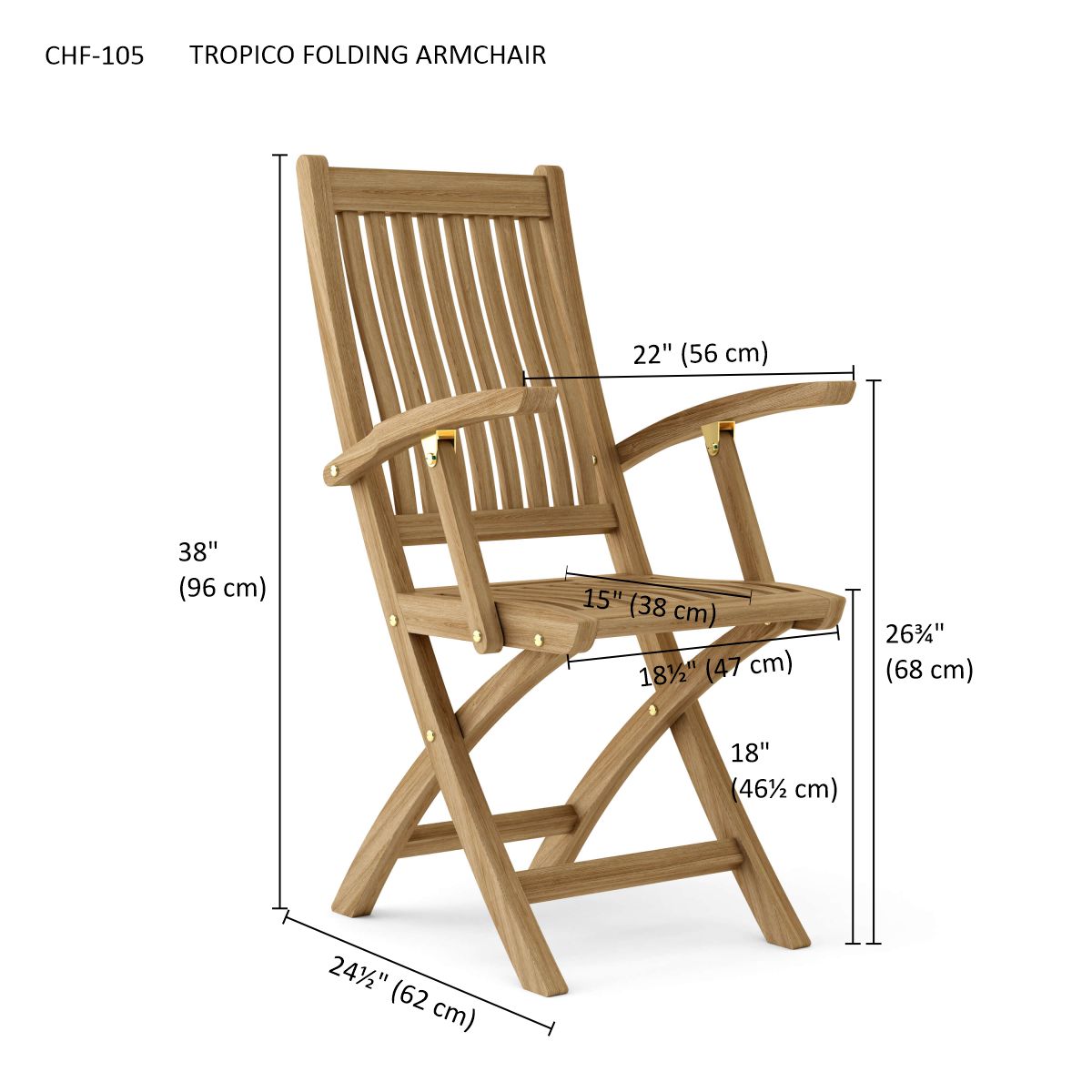 Anderson Teak Tropico Folding Armchair Set – Solid Teak Outdoor Seating