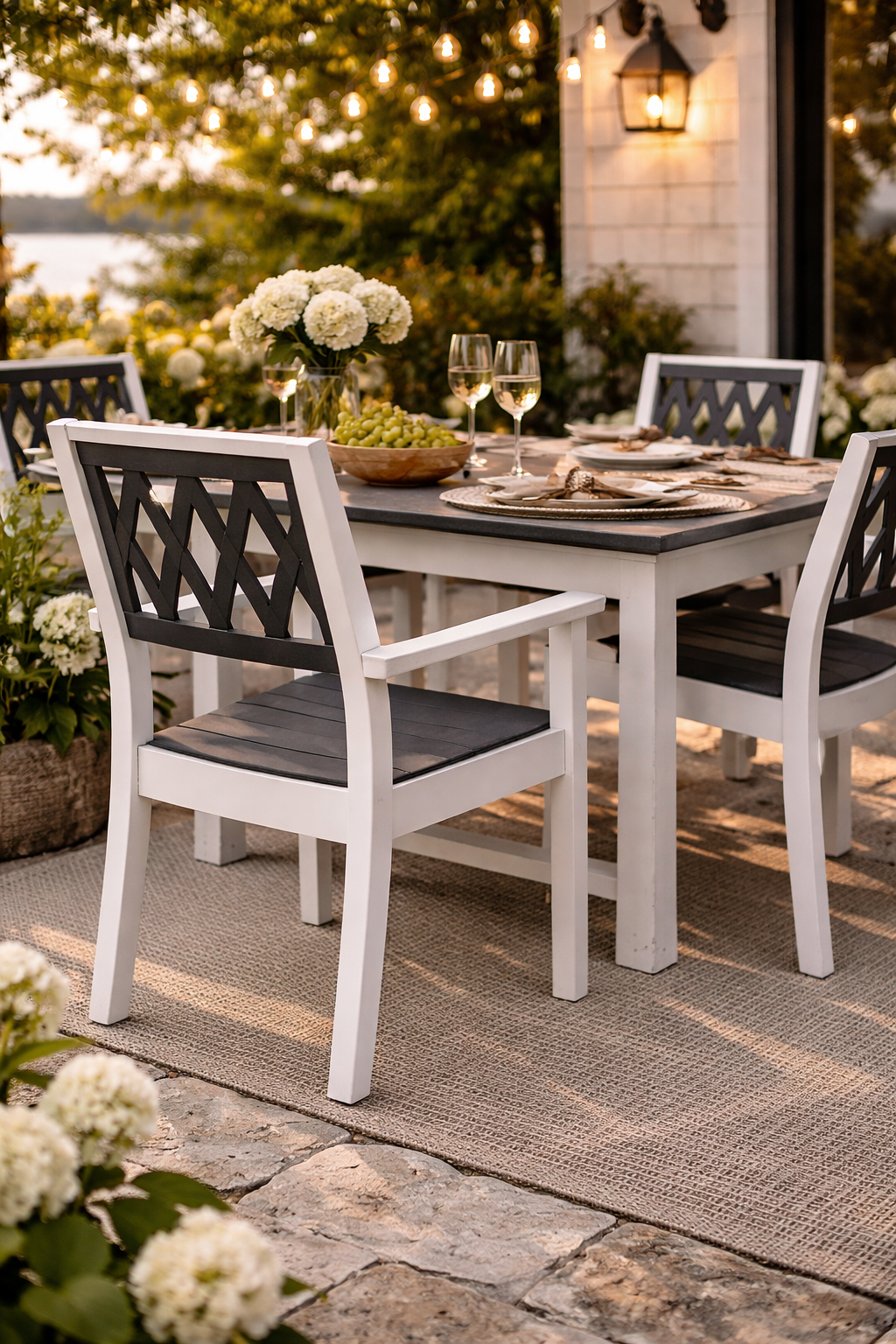 Seaside Greenwich Dining Arm Chair Diamond – Modern Outdoor Patio Seating