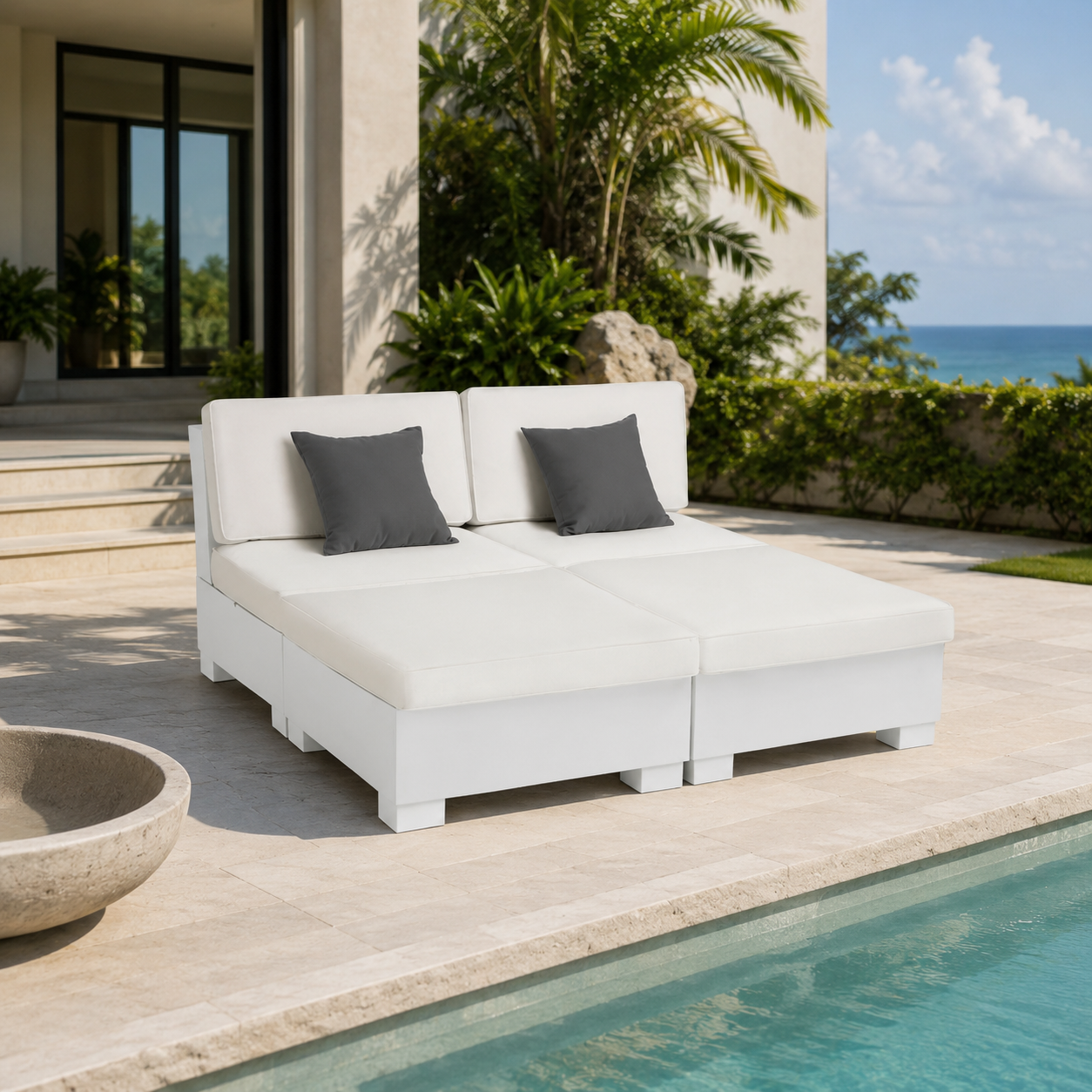 Signature Sectional 4 Piece Sun Chair Luxury Outdoor Modular Lounge Seating