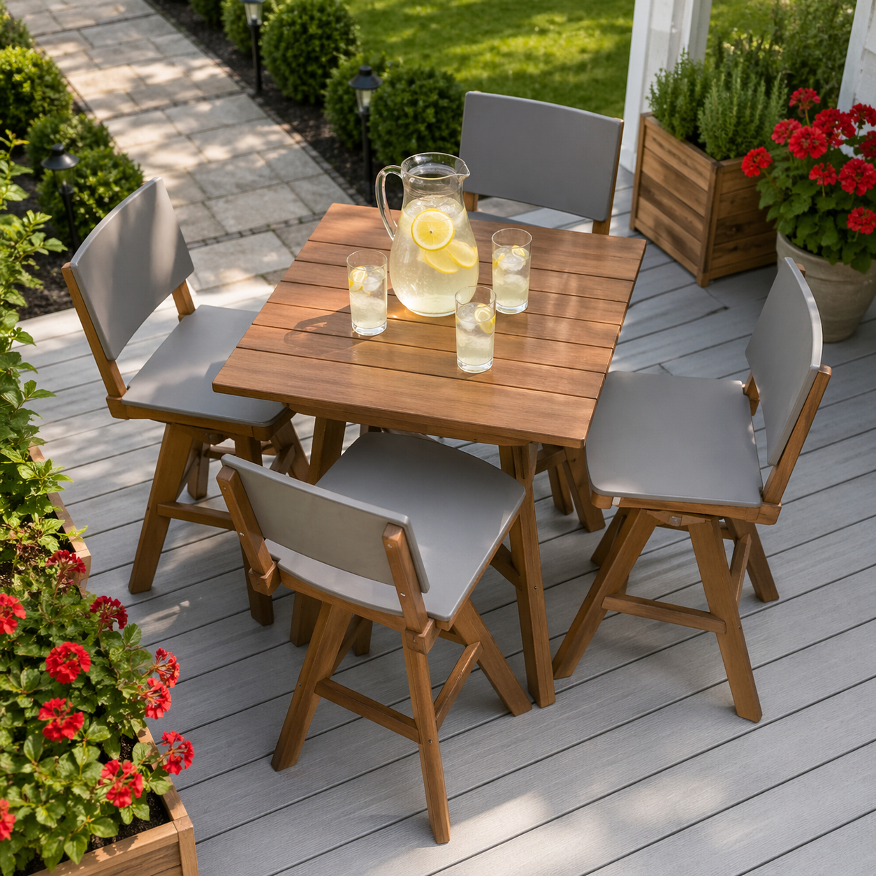 Seaside SYM 20″ Square Outdoor Swivel Balcony Chair