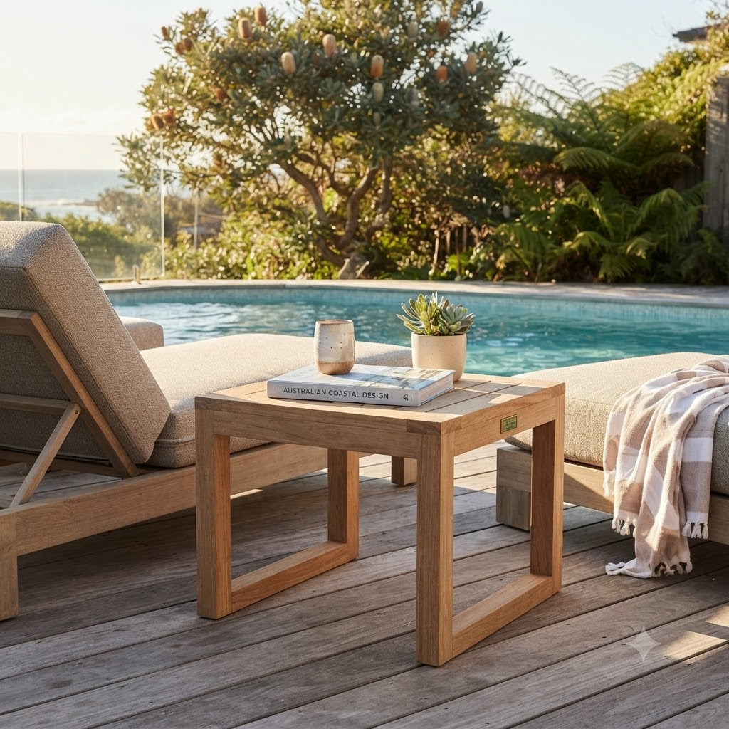 Anderson Teak Straight Side Table – Solid Teak Outdoor End Table