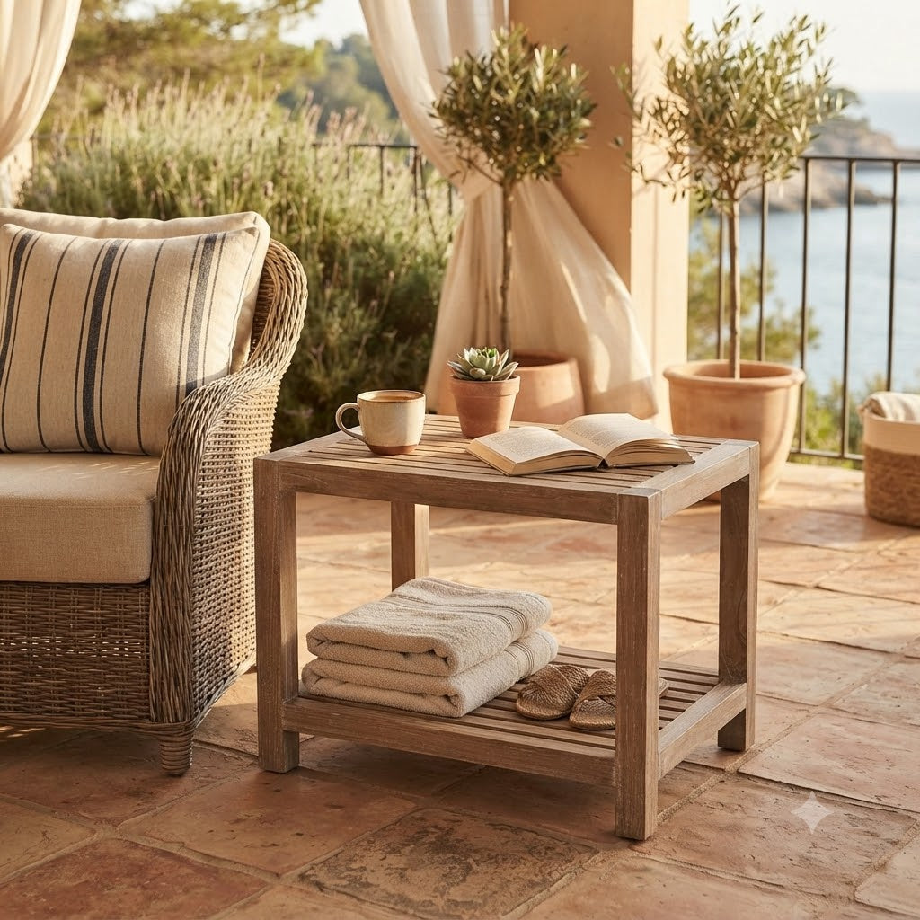 Anderson Teak Windsor 2-Tier Side Table – Solid Teak Outdoor End Table