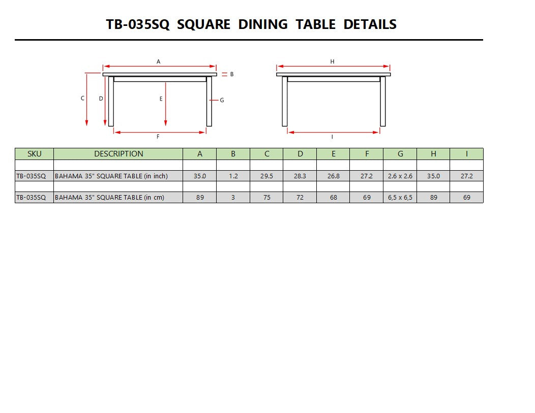 Anderson Teak Bahama 35″ Square Bistro Table – Solid Teak Outdoor Patio Table