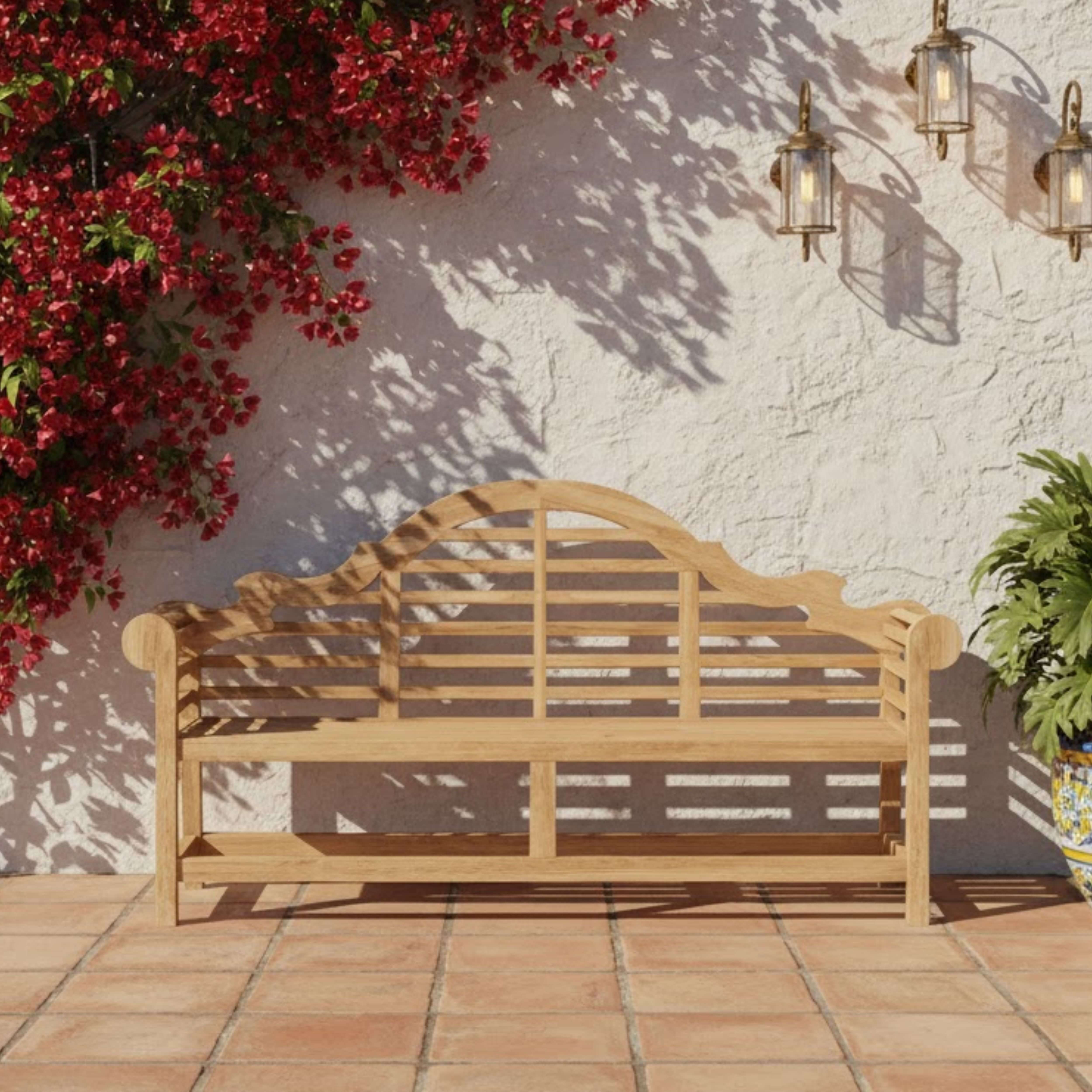 Anderson Teak Marlborough 3-Seater Bench – Lutyens Style Solid Teak Outdoor Garden Bench