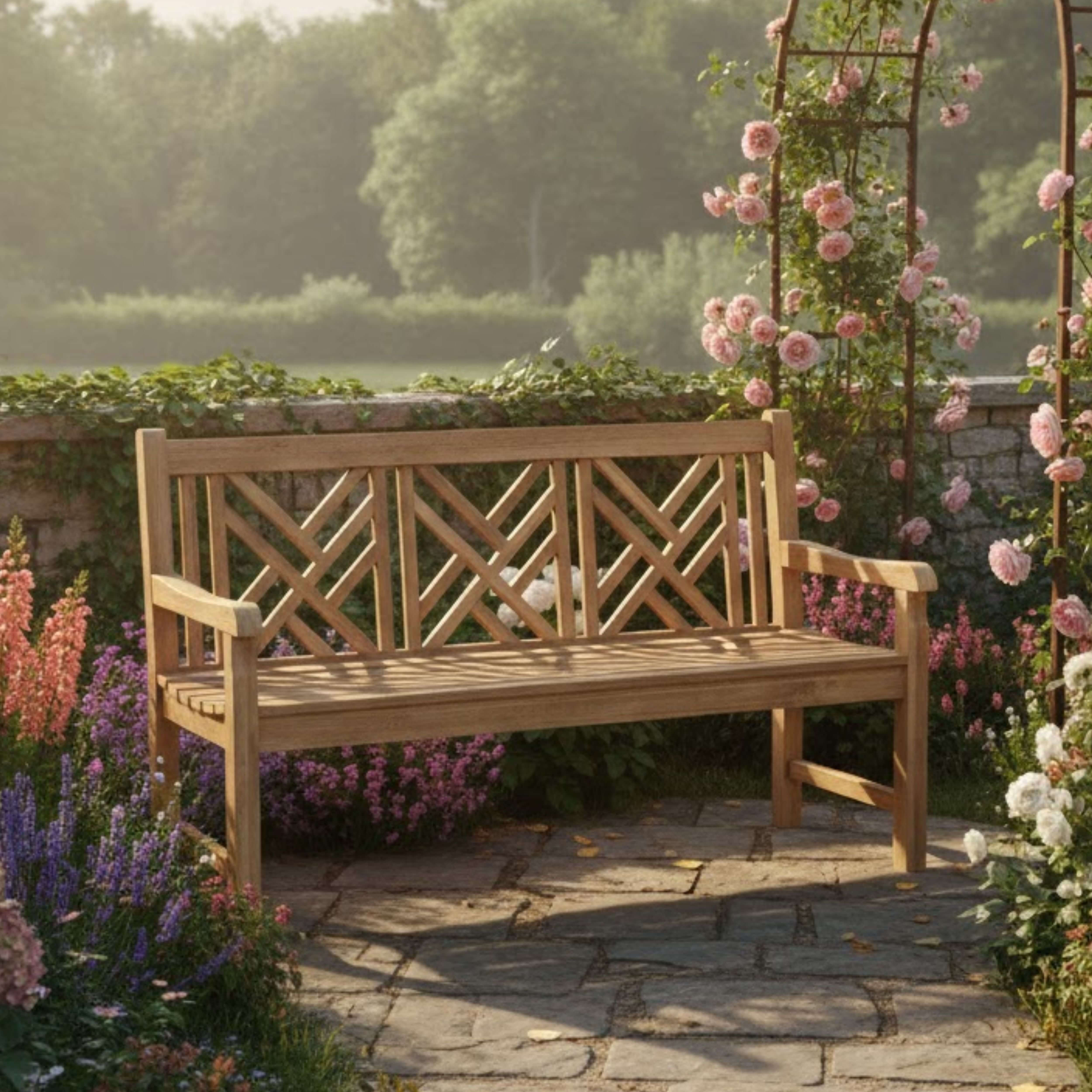 Anderson Teak Vilano 3-Seater Bench – Solid Teak Outdoor Garden Bench