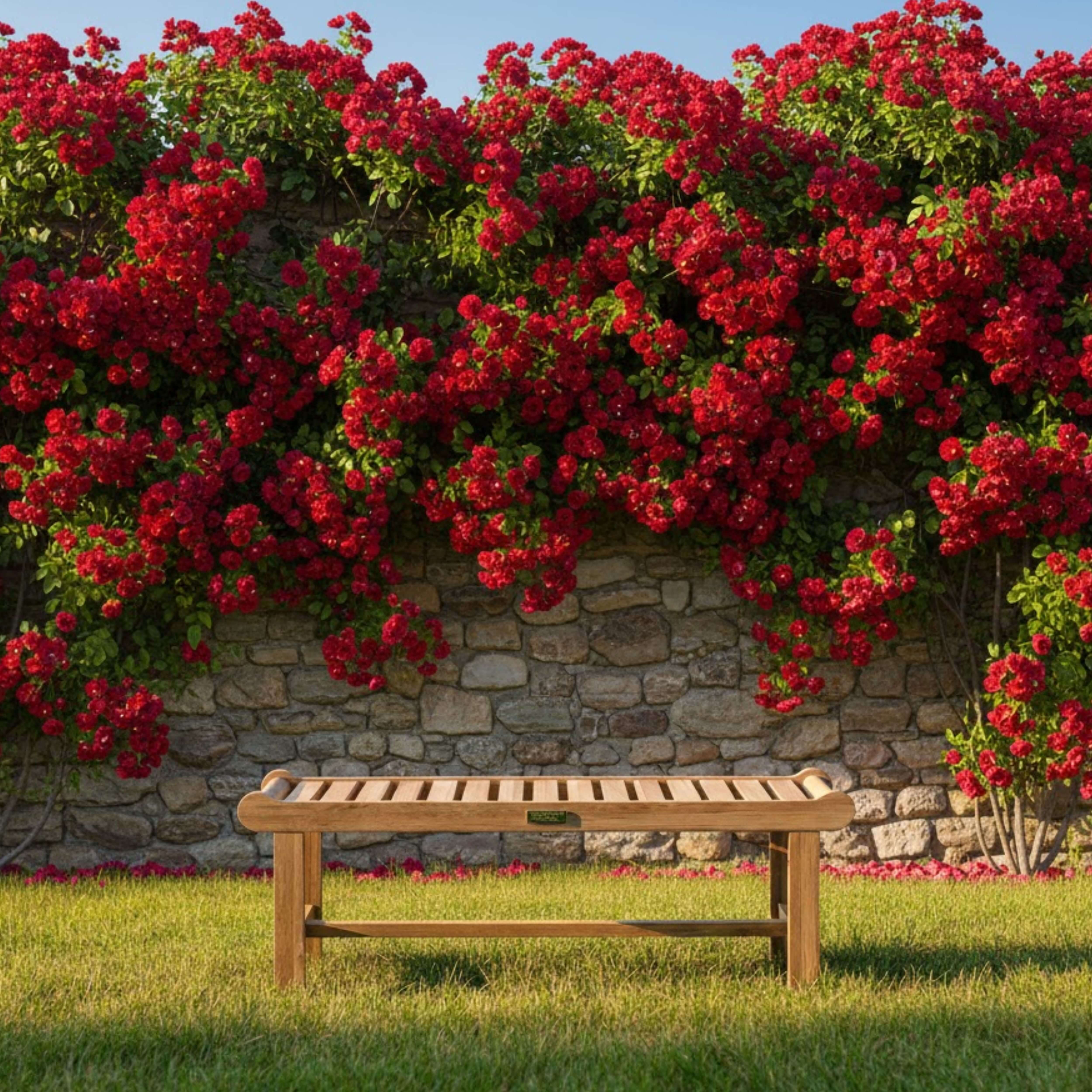 Anderson Teak – Cambridge 48″ Backless Bench – Curved Teak Patio Seating