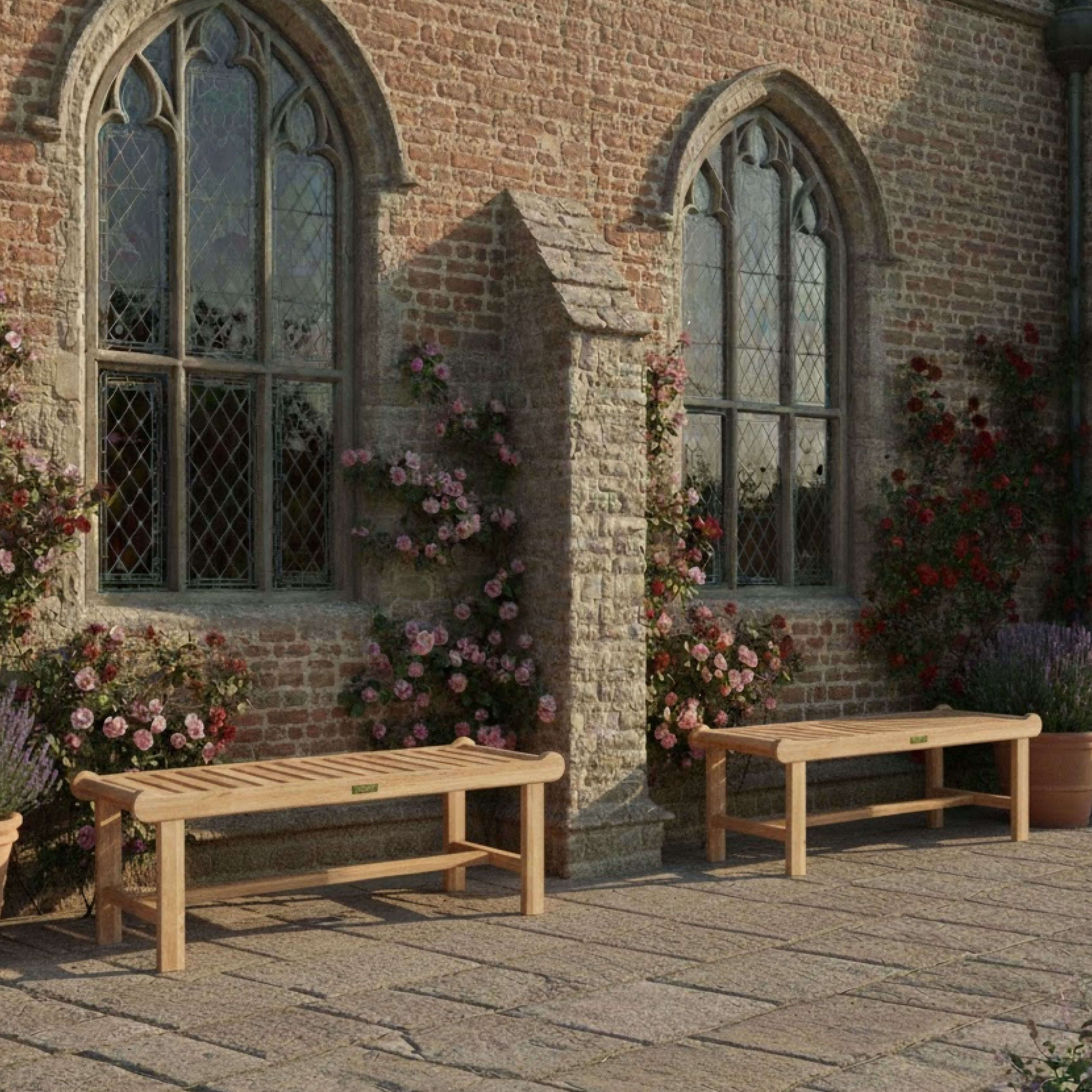 Anderson Teak – Cambridge 48″ Backless Bench – Curved Teak Patio Seating