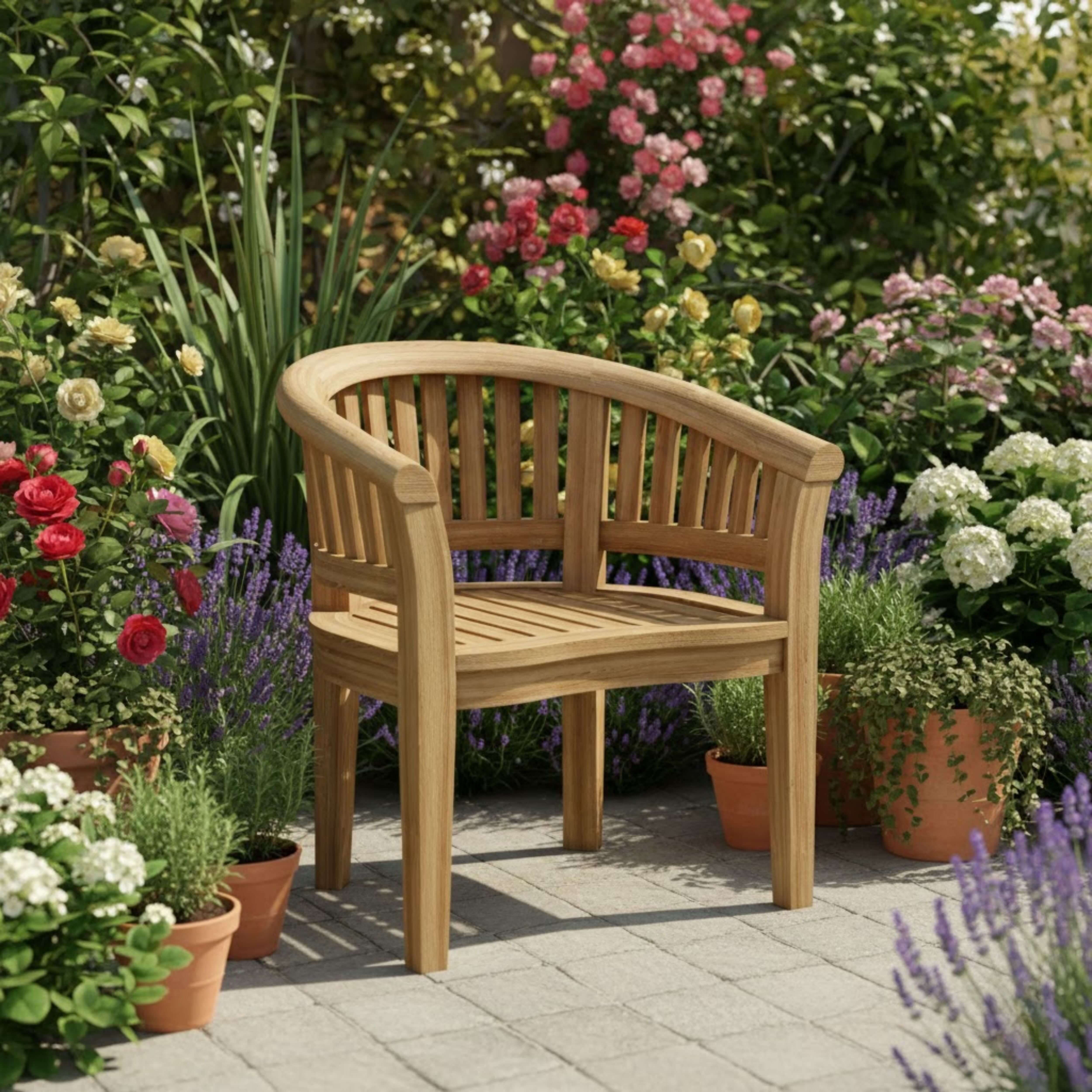 Anderson Teak Curve Dining Armchair Extra Thick – Heavy Duty Teak Outdoor Seating