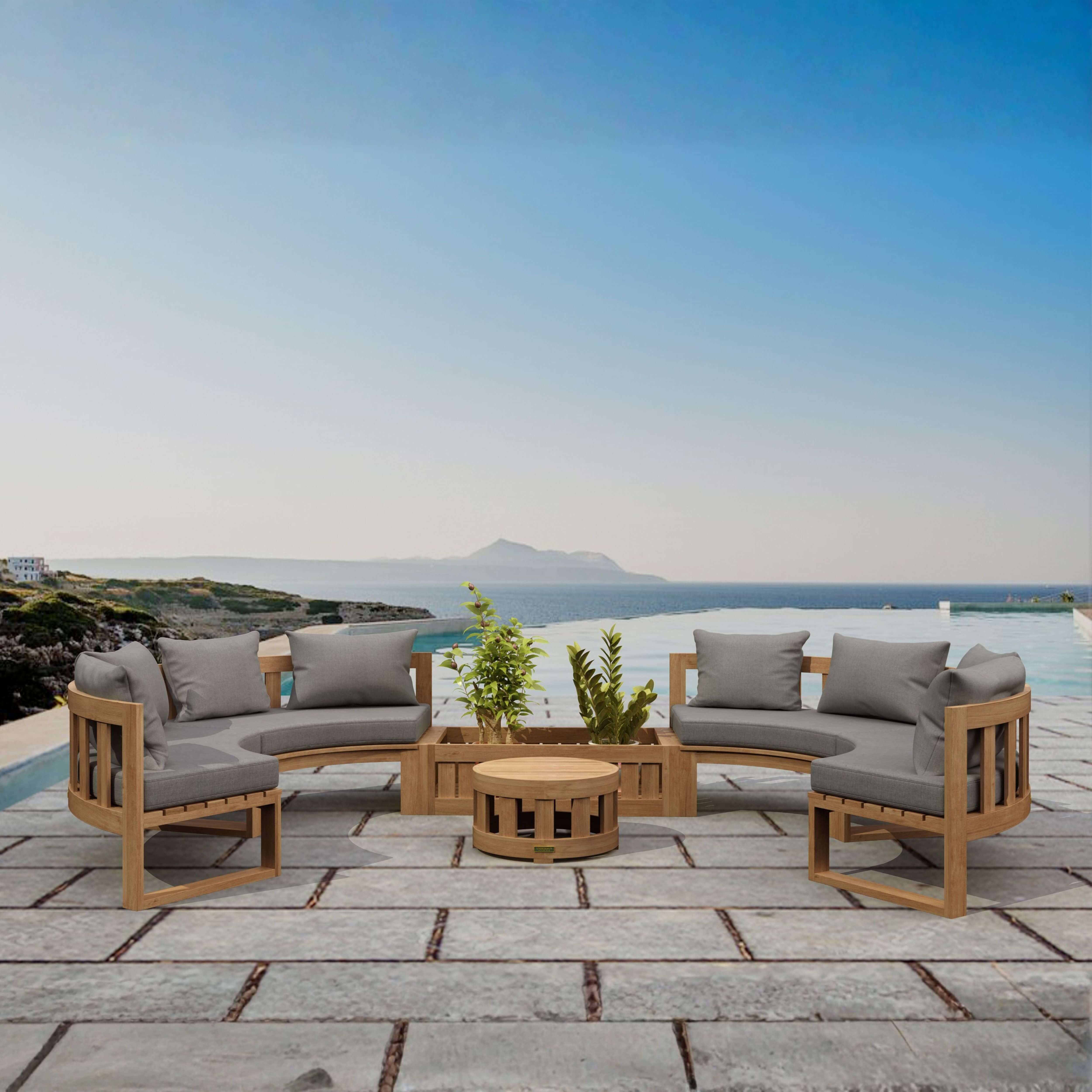 Anderson Teak – Circular Modular Deep Seating Set – 8-Person Teak Lounge