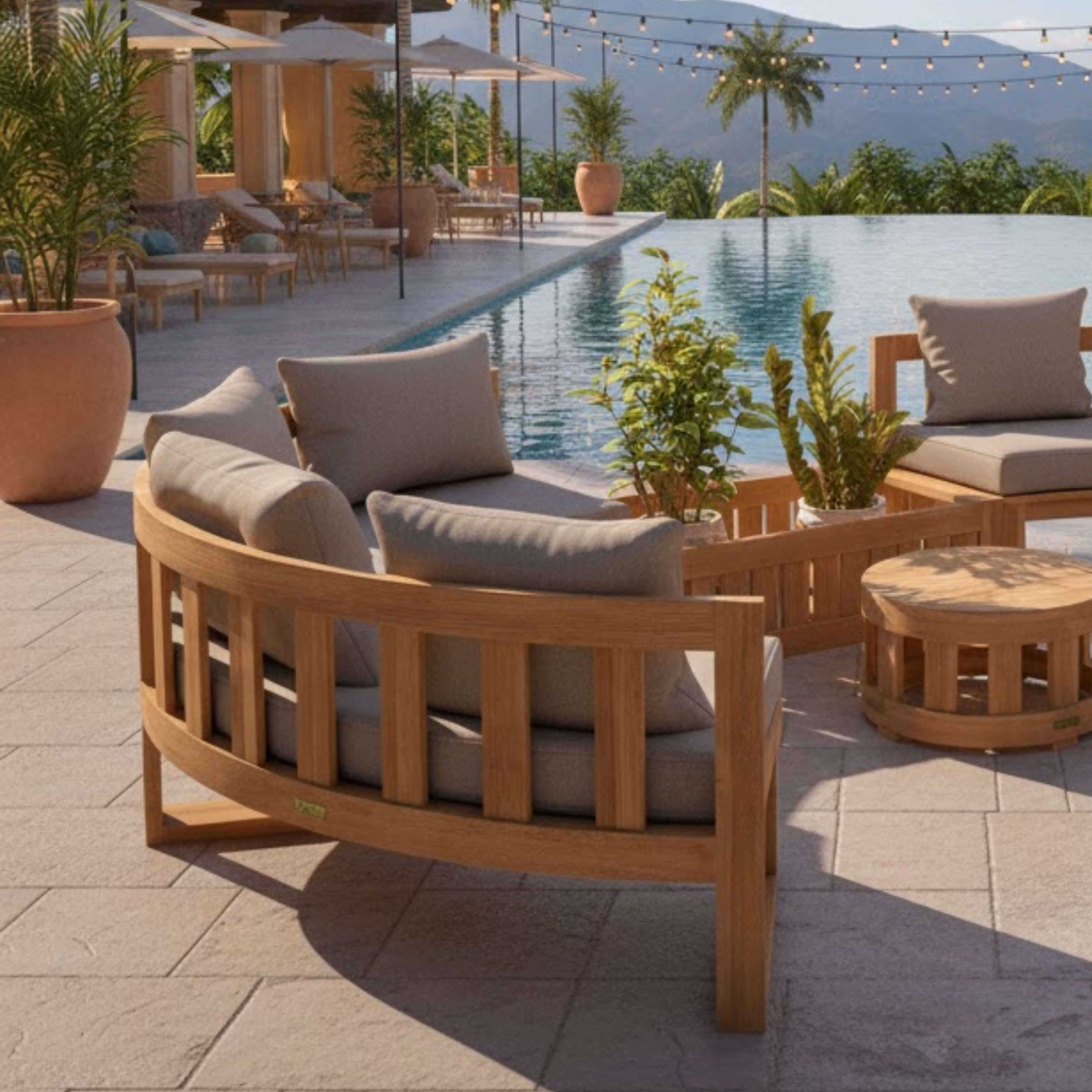 Anderson Teak – Circular Modular Deep Seating Set – 8-Person Teak Lounge