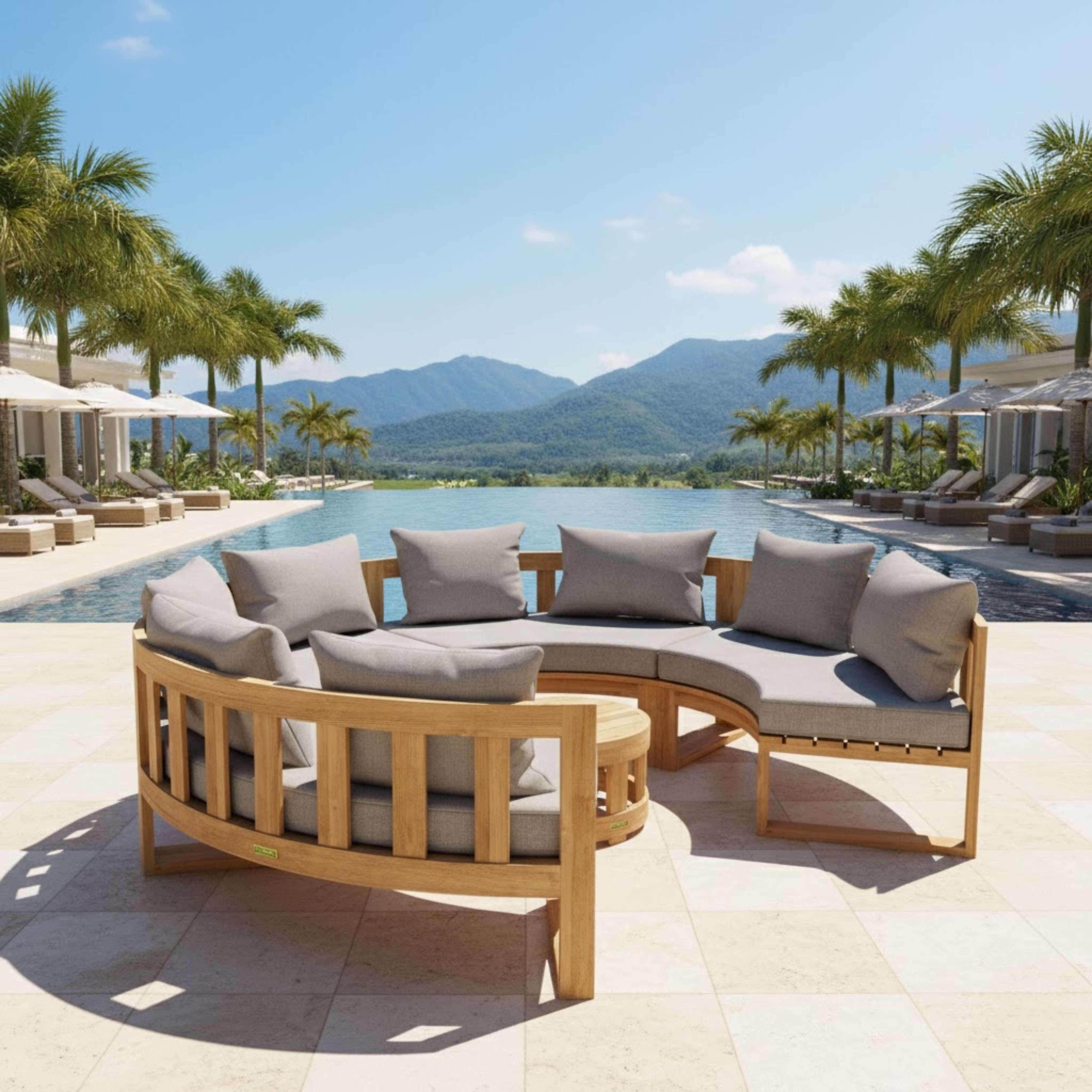 Anderson Teak – Circular Modular Deep Seating Set 810 – 8-Person Teak Sofa Set