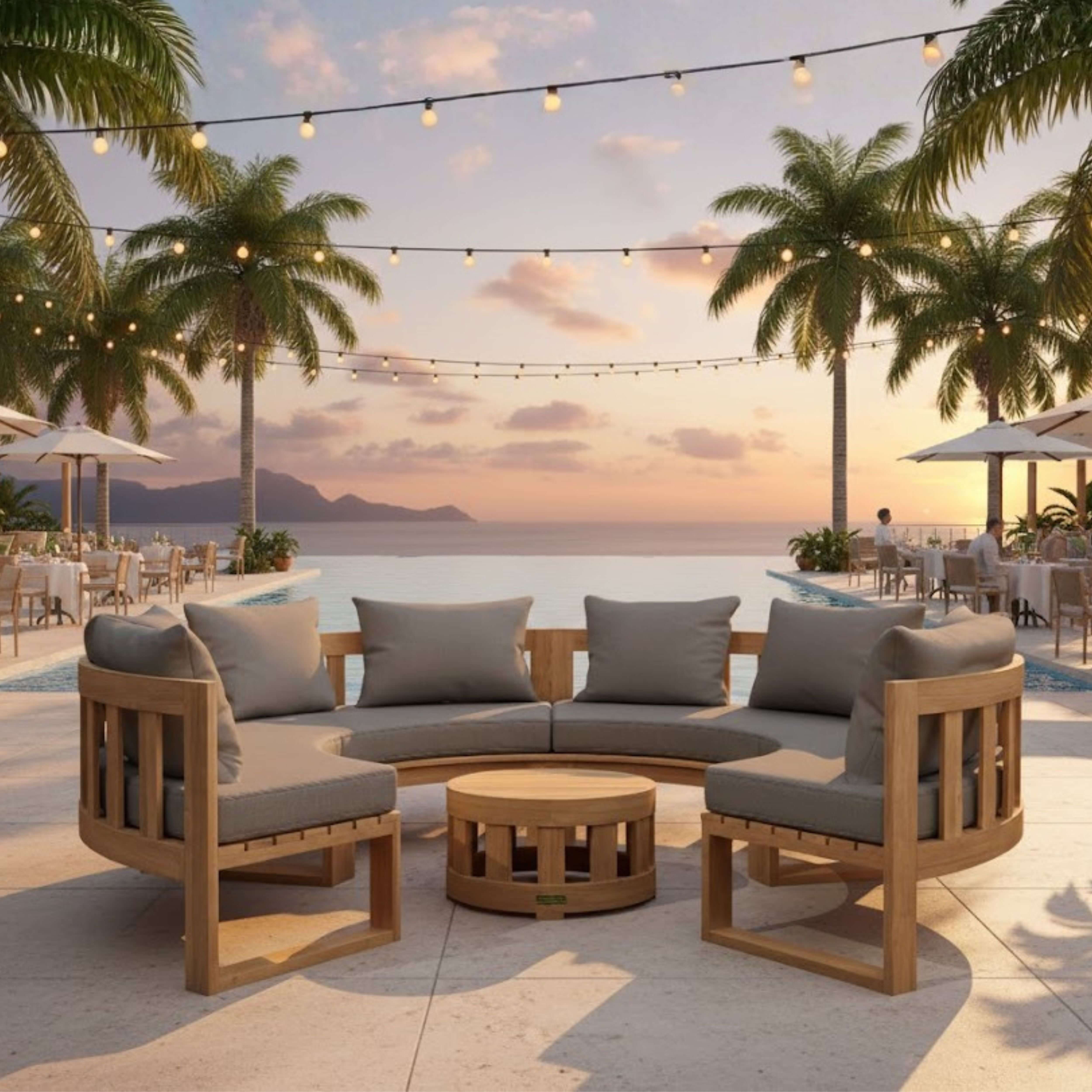Anderson Teak – Circular Modular Deep Seating Set 810 – 8-Person Teak Sofa Set
