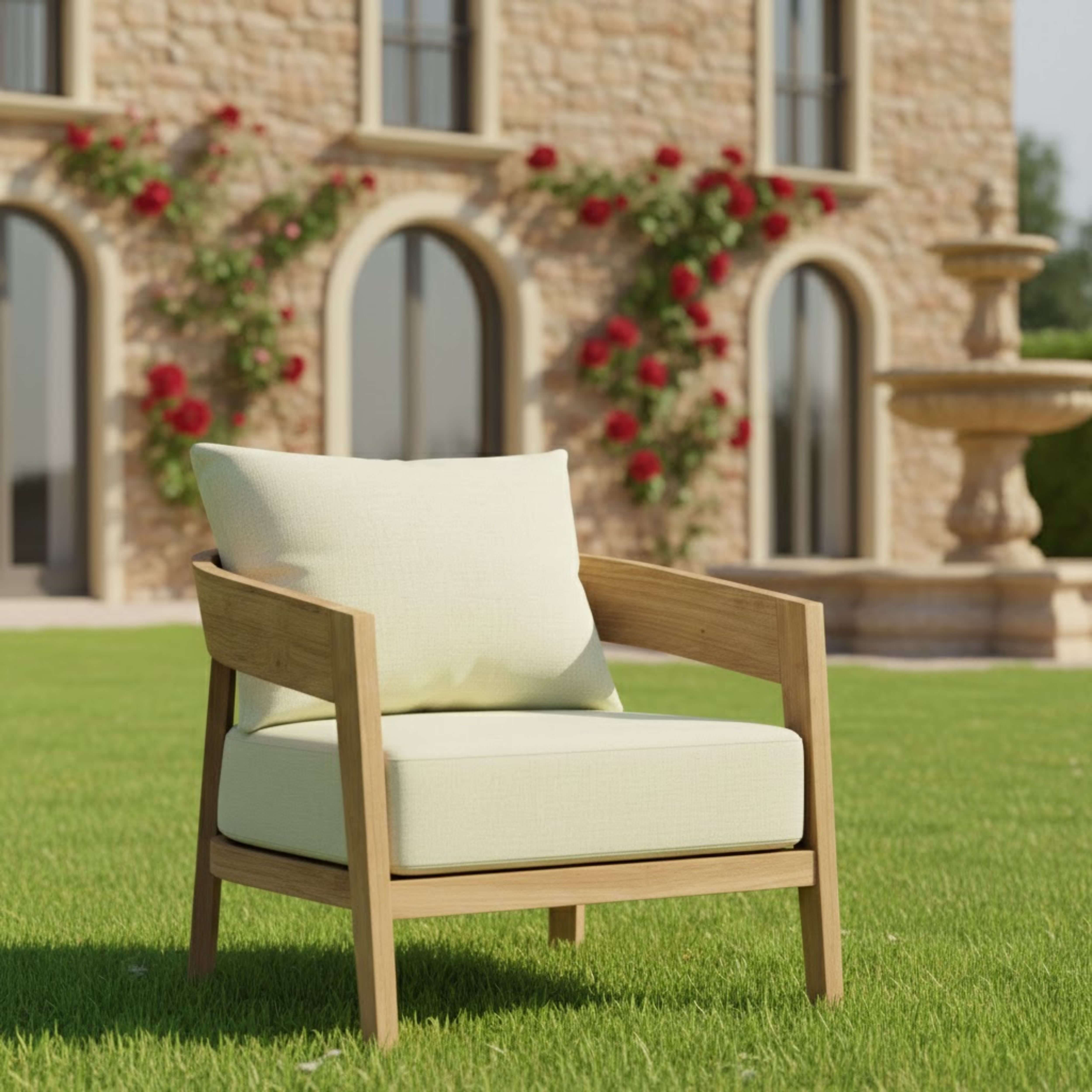 Anderson Teak Toscana 4-Piece Deep Seating Set – Premium Teak Outdoor Patio Conversation Set with Sofa  Lounge Chairs Coffee Table & Sunbrella Cushions