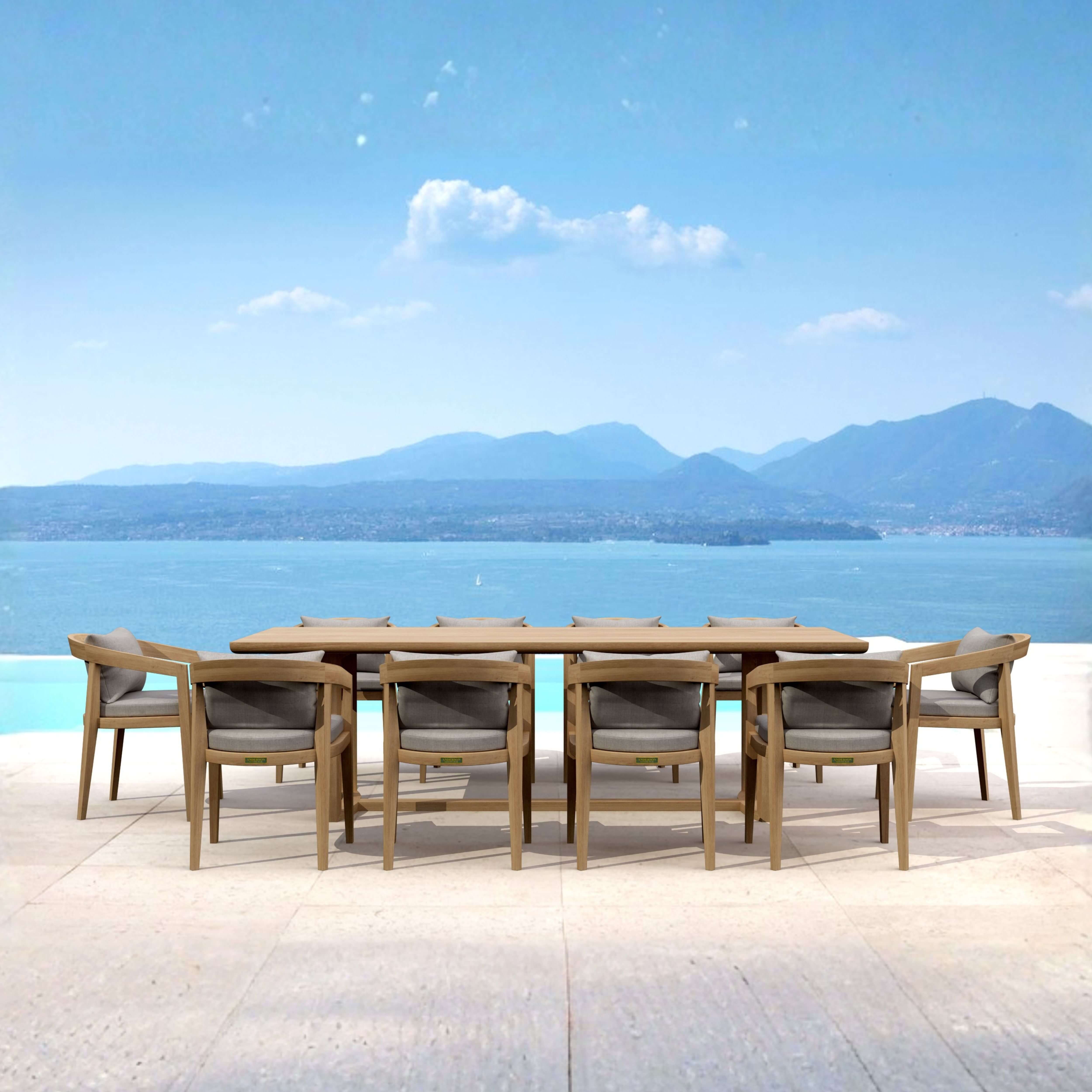 Anderson Teak Toscana 11-Piece Outdoor Dining Set with Cushions – Premium Solid Teak Patio Furniture for 10
