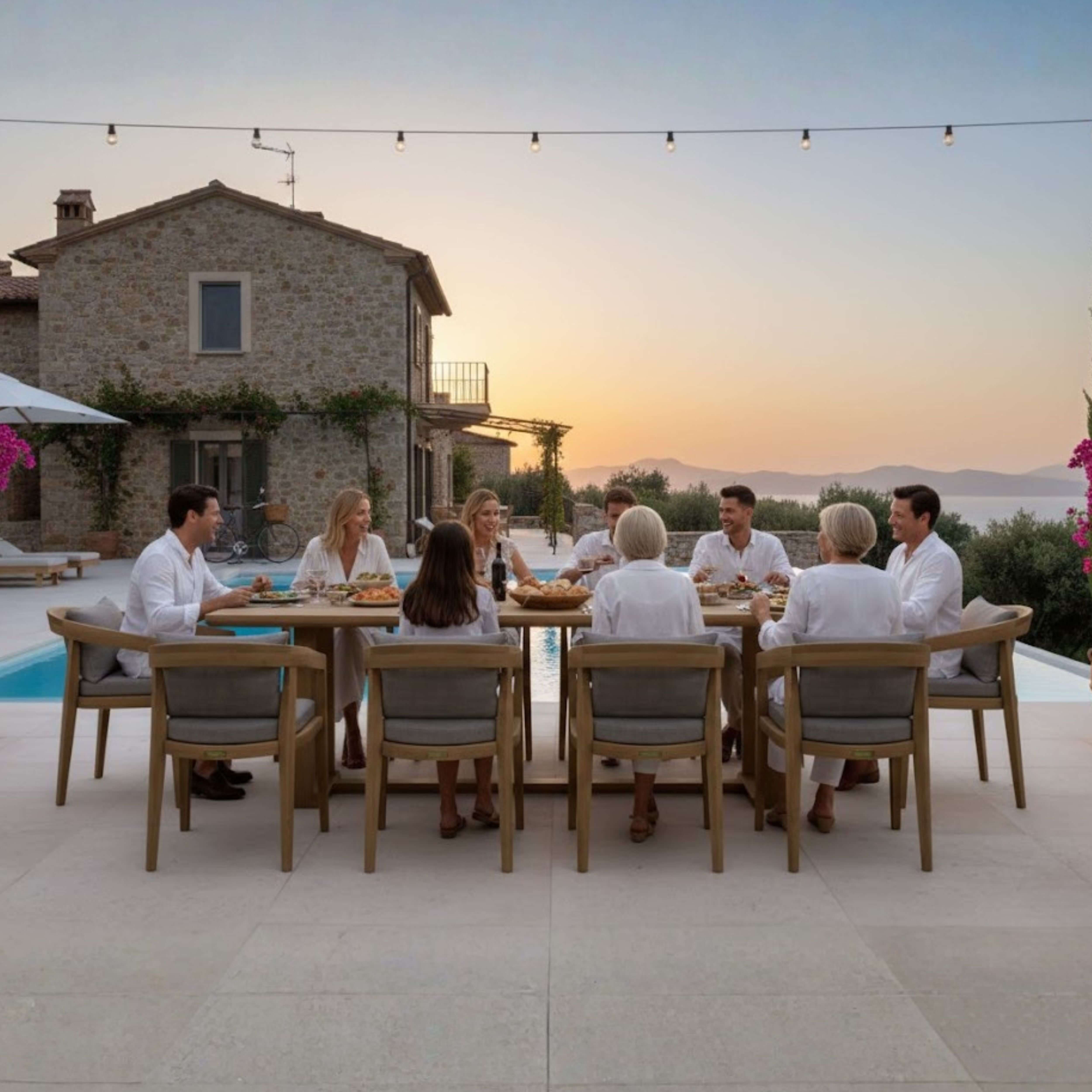 Anderson Teak Toscana 11-Piece Outdoor Dining Set with Cushions – Premium Solid Teak Patio Furniture for 10