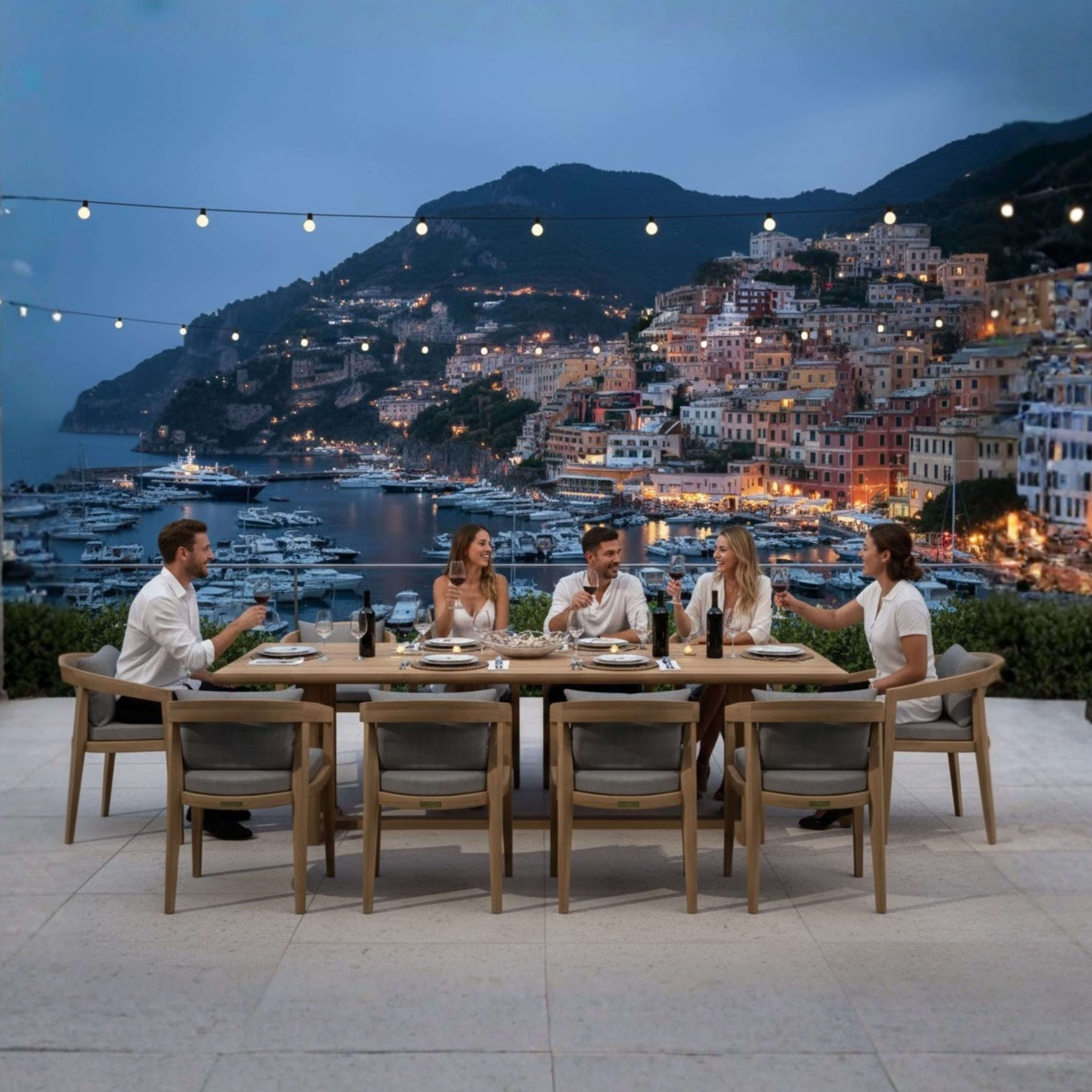 Anderson Teak Toscana 11-Piece Outdoor Dining Set with Cushions – Premium Solid Teak Patio Furniture for 10