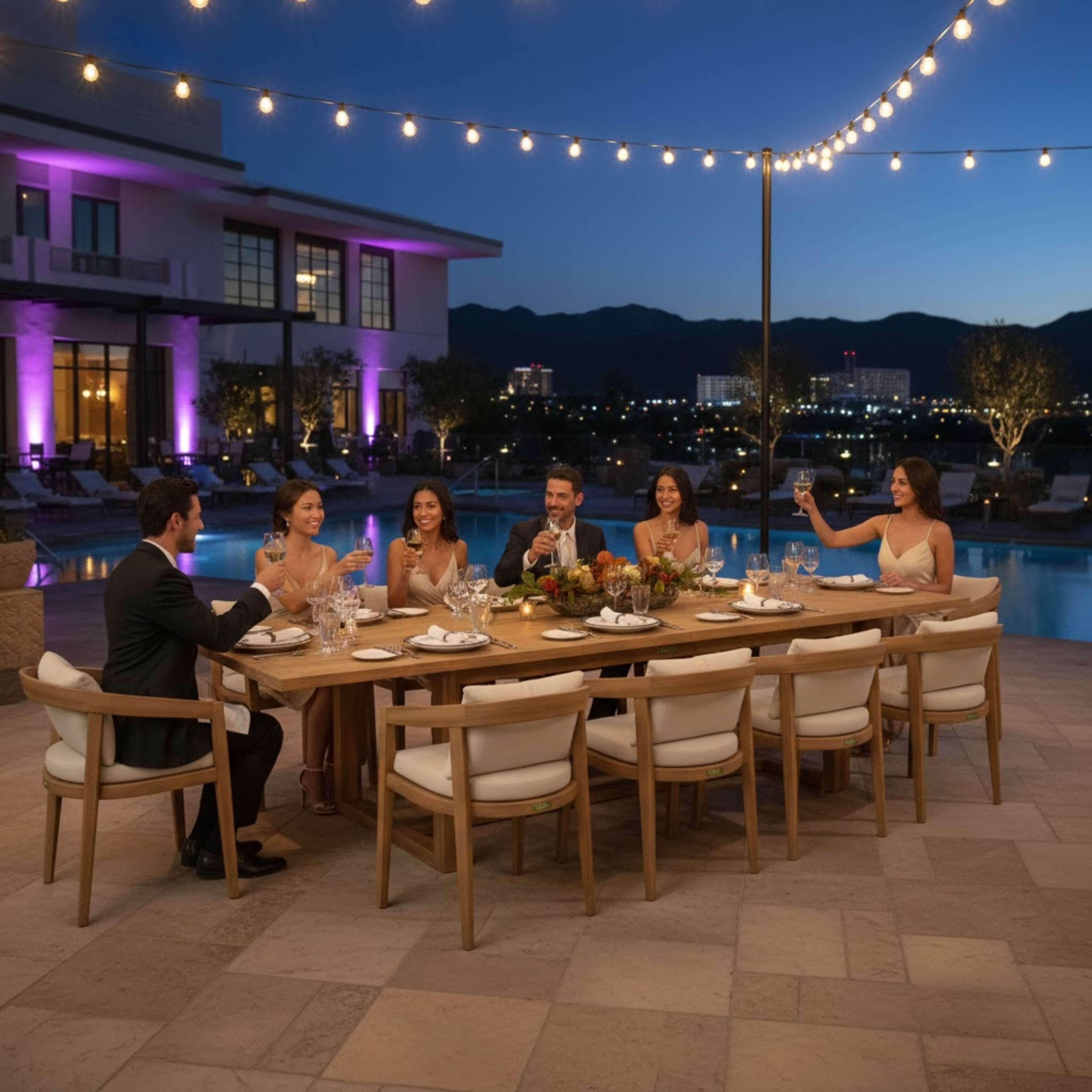 Anderson Teak Toscana 11-Piece Outdoor Dining Set with Cushions – Premium Solid Teak Patio Furniture for 10